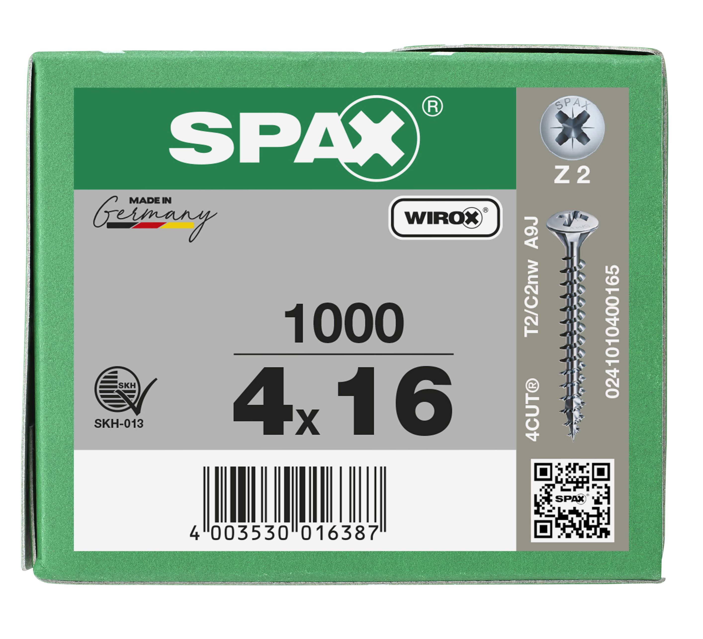 CABEZA MÚLTIPLE GOTA DE SEBO SPAX NERVIOS DE FRENADO Z2 ROSCA COMPLETA WIROX 1000 UD.