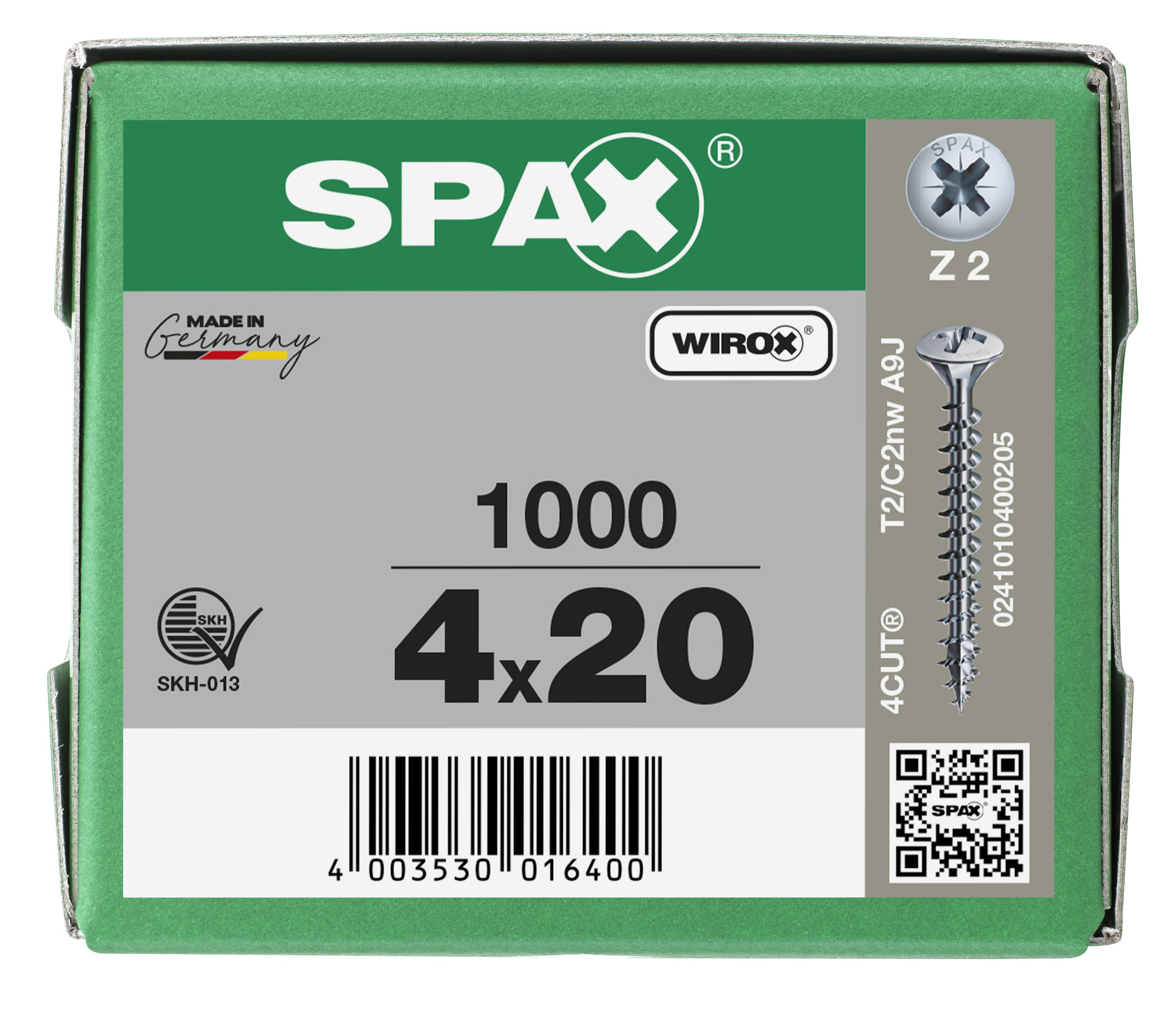 CABEZA MÚLTIPLE GOTA DE SEBO SPAX NERVIOS DE FRENADO Z2 ROSCA COMPLETA WIROX 1000 UD.