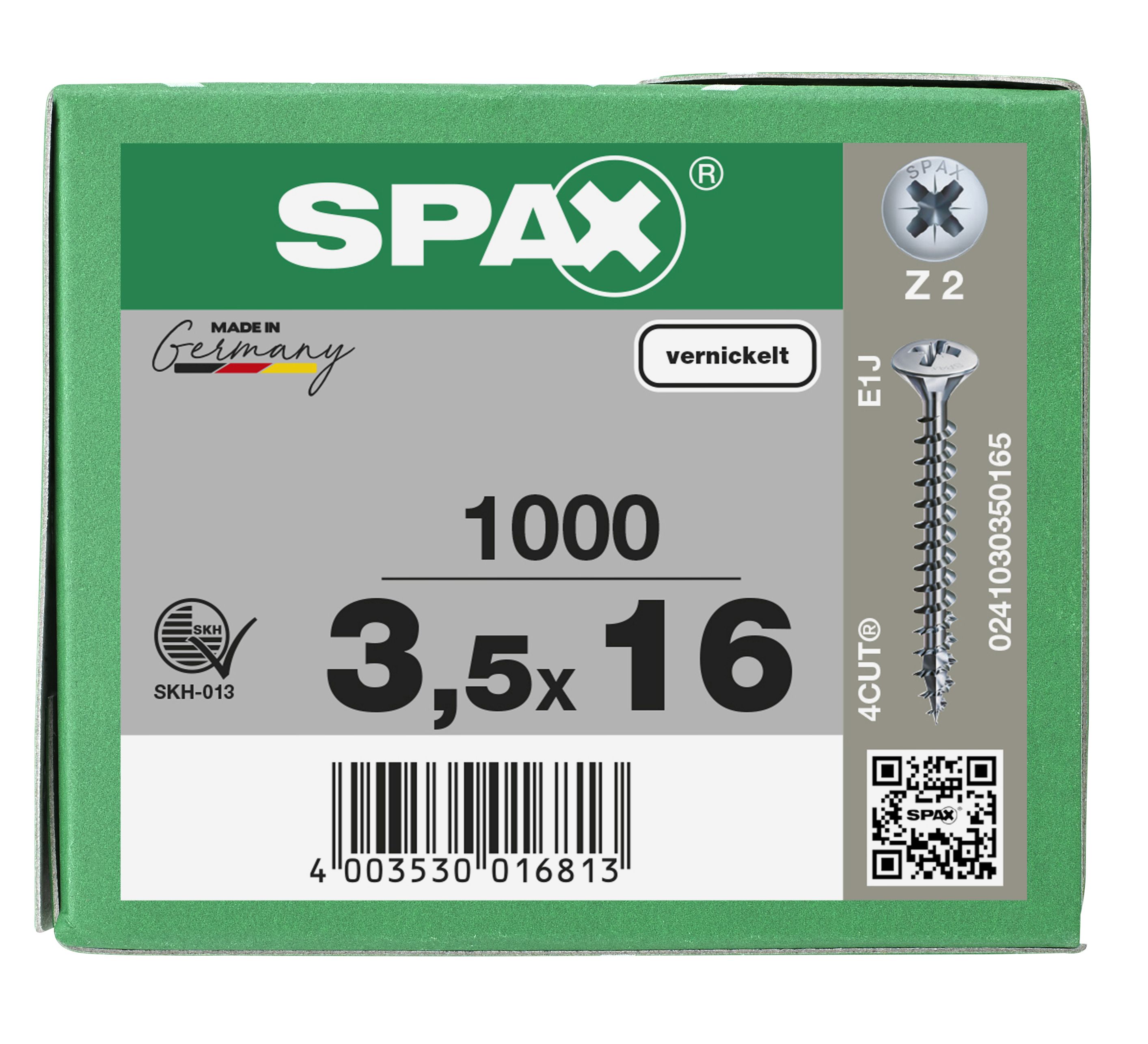 CABEZA MÚLTIPLE GOTA DE SEBO SPAX NERVIOS DE FRENADO RANURA EN CRUZ Z2 ROSCA COMPLETA NIQUELADO 1000 UD.