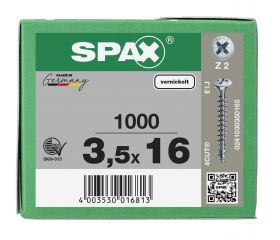 CABEZA MÚLTIPLE GOTA DE SEBO SPAX NERVIOS DE FRENADO RANURA EN CRUZ Z2 ROSCA COMPLETA NIQUELADO 1000 UD.