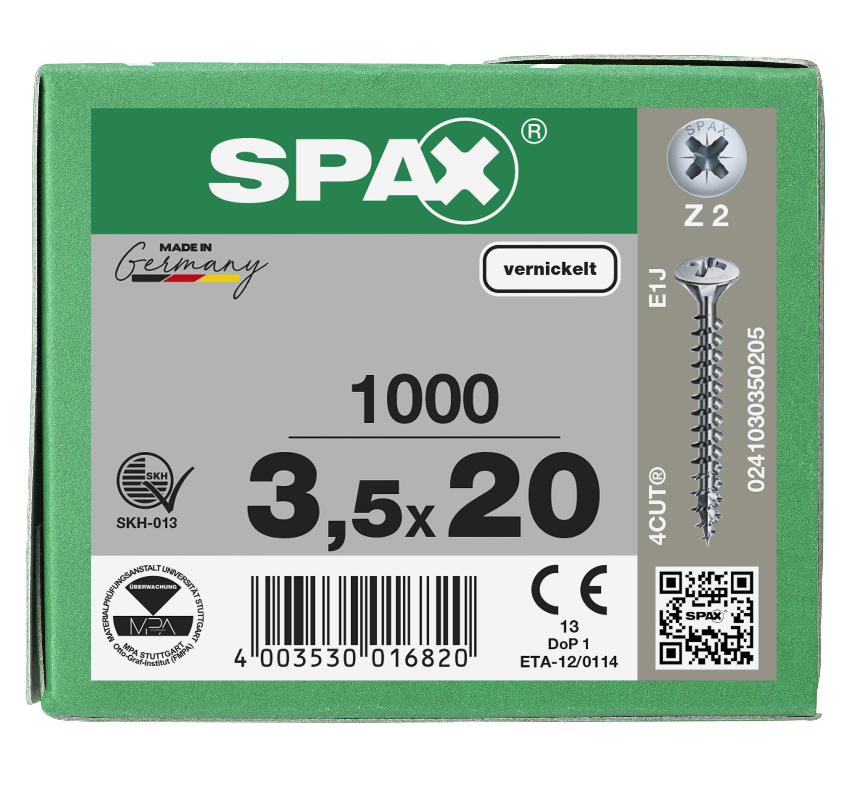 CABEZA MÚLTIPLE GOTA DE SEBO SPAX NERVIOS DE FRENADO RANURA EN CRUZ Z2 ROSCA COMPLETA NIQUELADO 1000 UD.