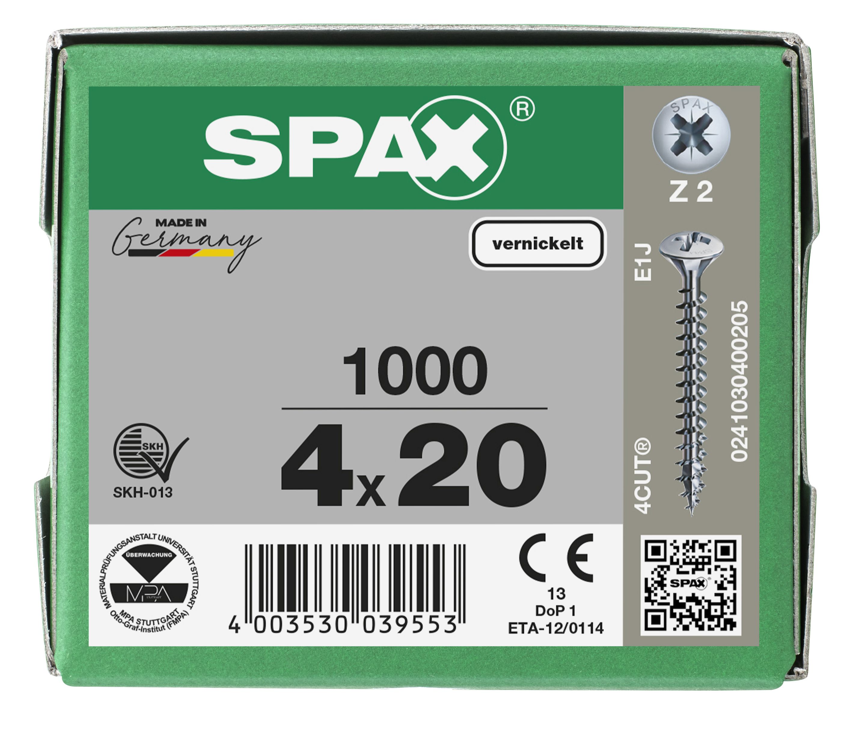 CABEZA MÚLTIPLE GOTA DE SEBO SPAX NERVIOS DE FRENADO RANURA EN CRUZ Z2 ROSCA COMPLETA NIQUELADO 1000 UD.