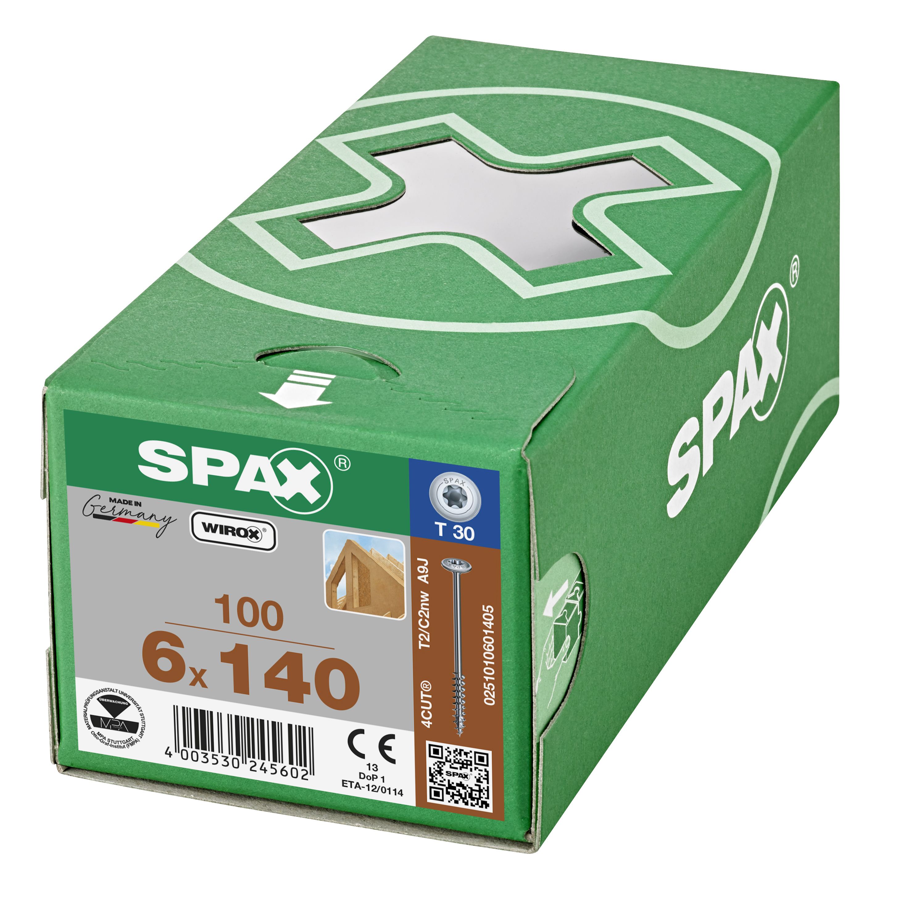 CABEZA ARANDELA SPAX T-STAR PLUS T30 ROSCA PARCIAL WIROX 100 UD.