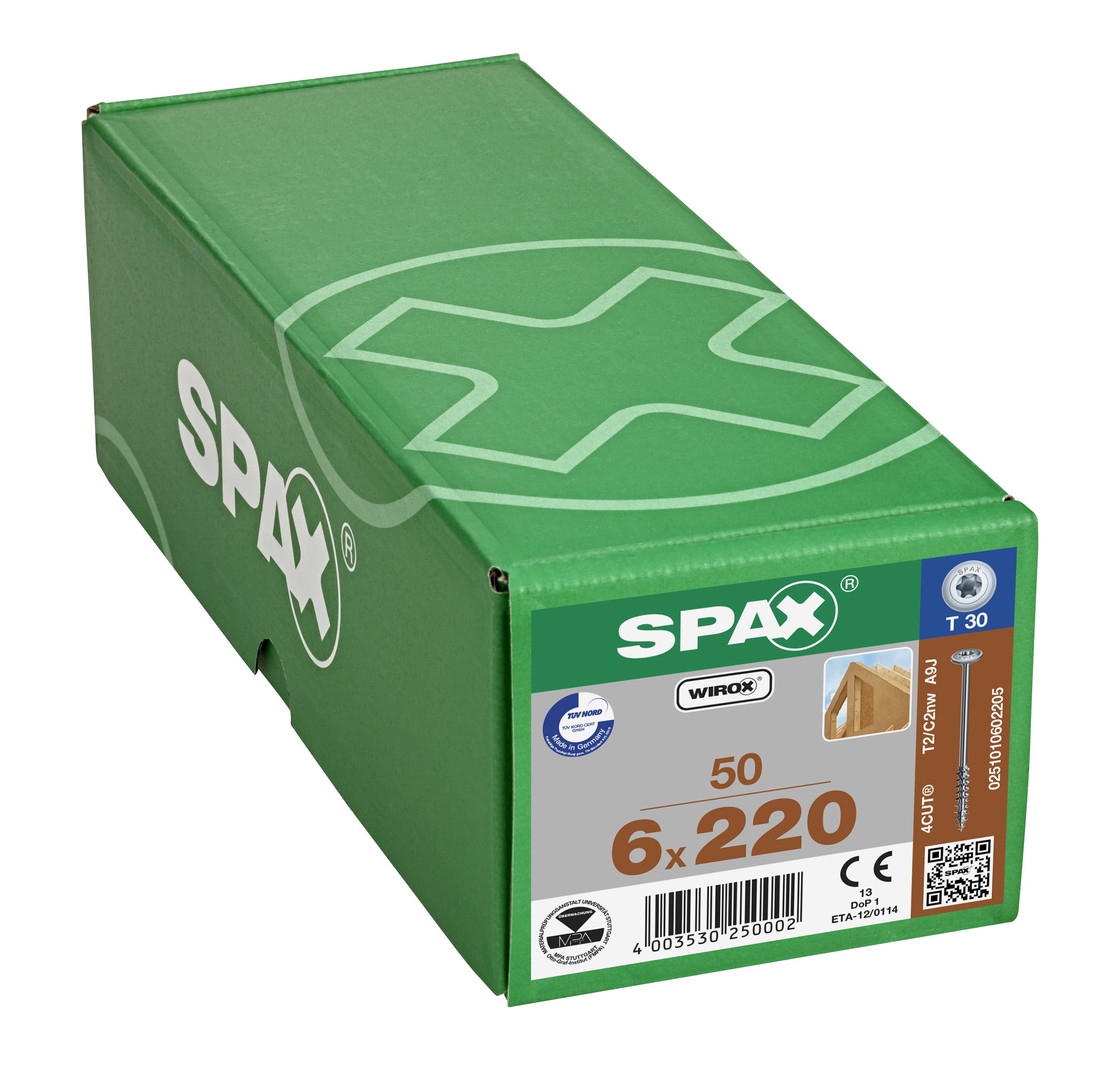 CABEZA ARANDELA SPAX T-STAR PLUS T30 ROSCA PARCIAL 4CUT WIROX 50 UD.