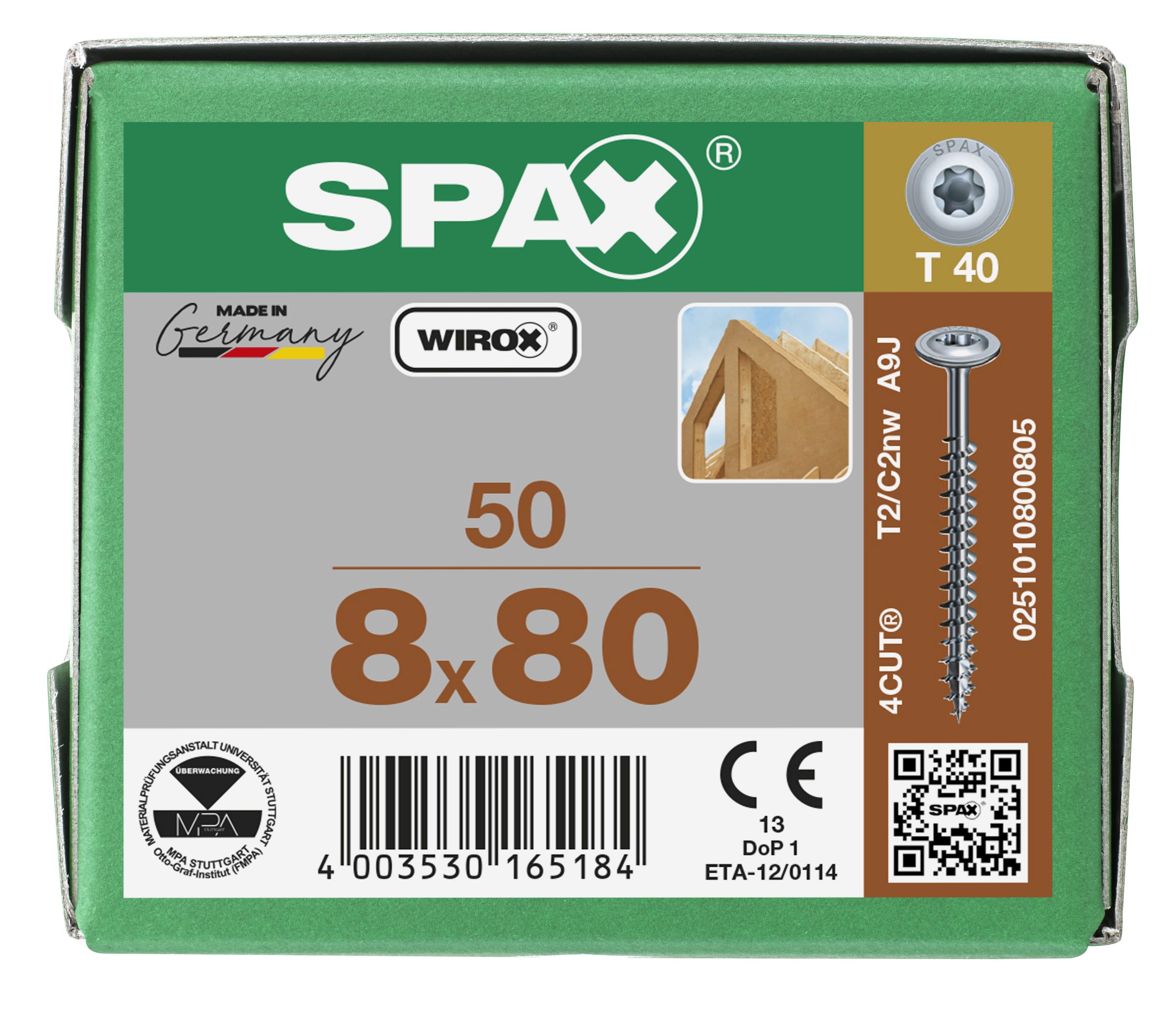 CABEZA ARANDELA SPAX T-STAR T40 ROSCA COMPLETA WIROX 50 UD.