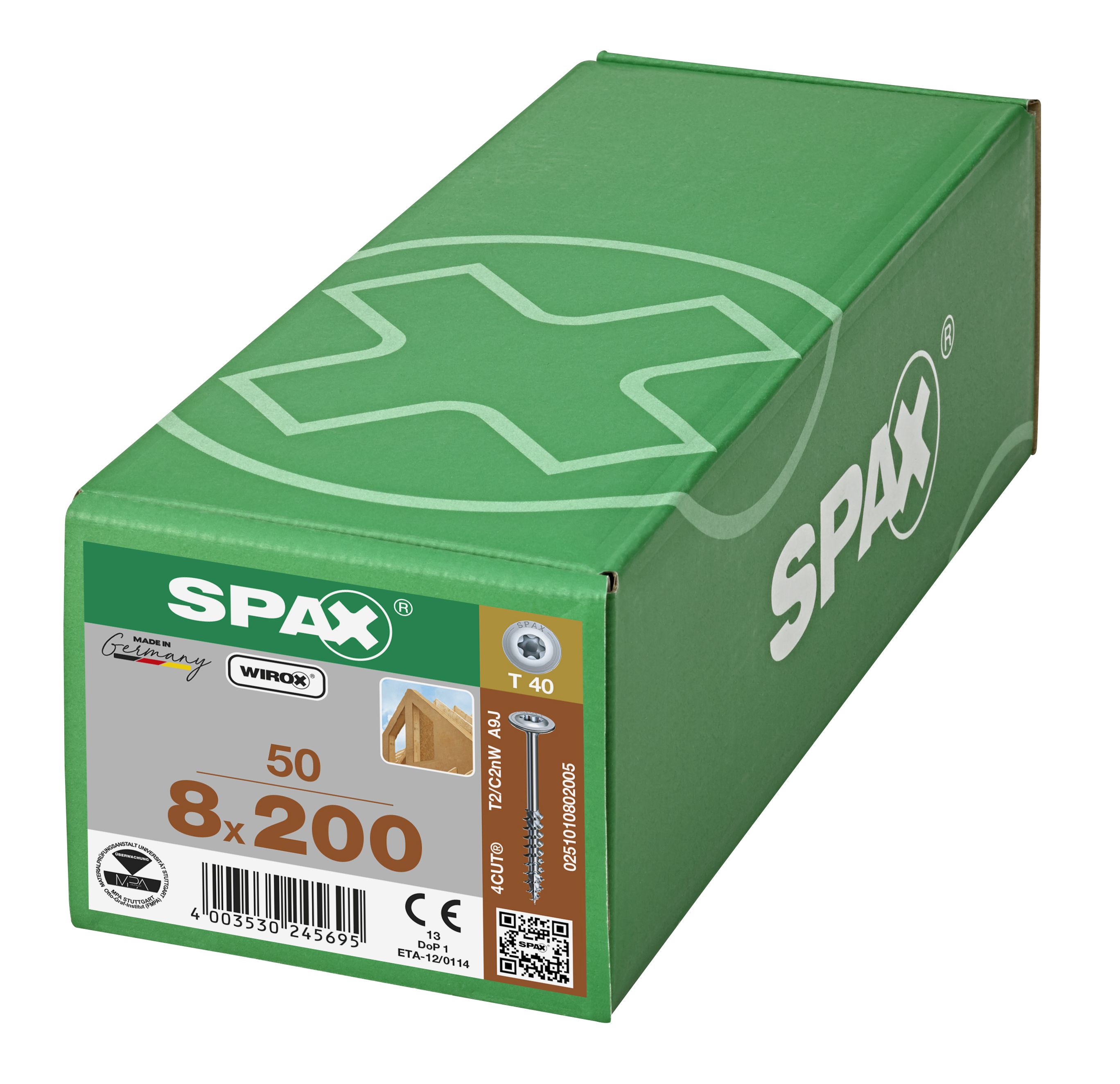 CABEZA ARANDELA SPAX T-STAR PLUS T40 ROSCA PARCIAL 4CUT WIROX 50 UD.