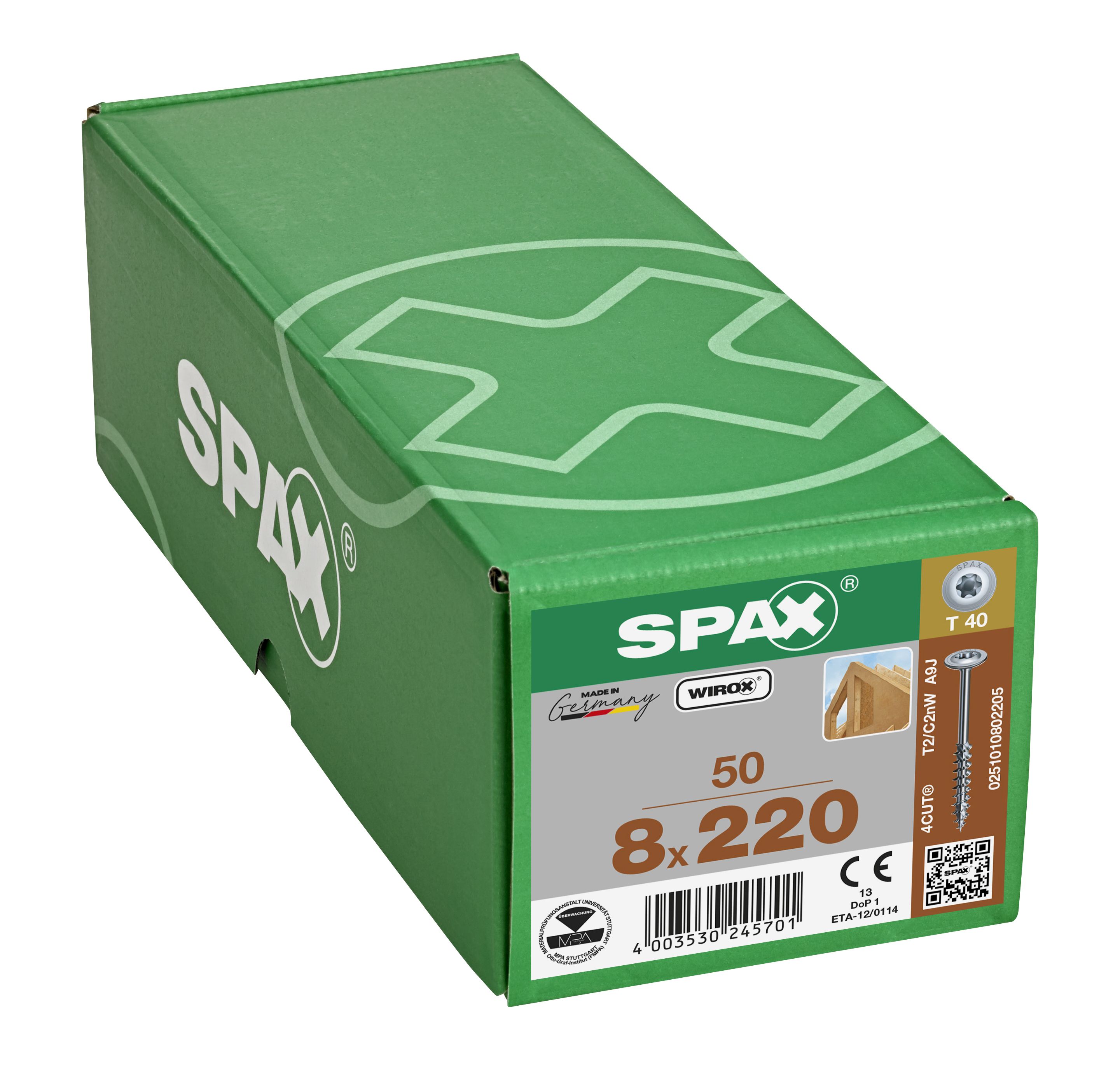 CABEZA ARANDELA SPAX T-STAR PLUS T40 ROSCA PARCIAL 4CUT WIROX 50 UD.