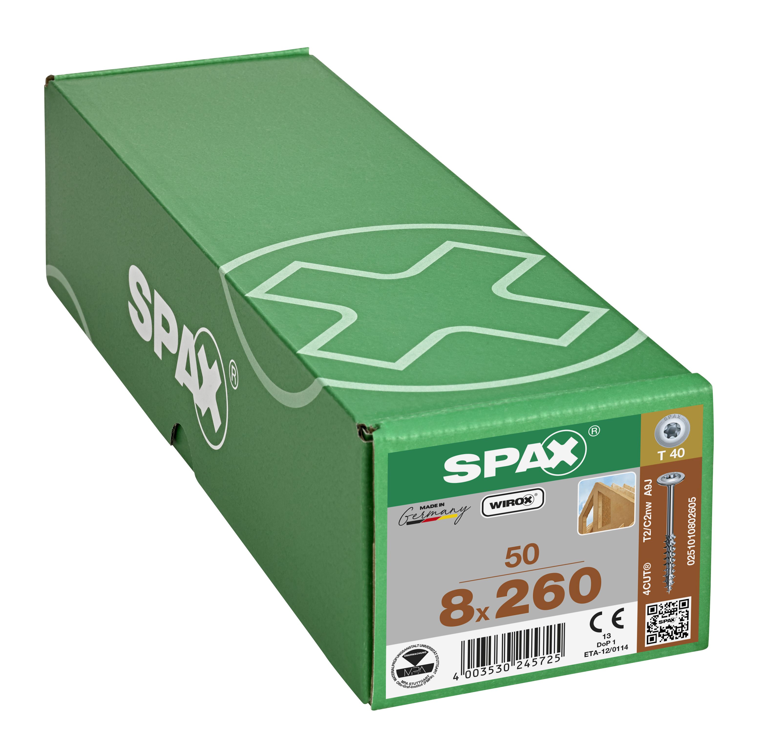 CABEZA ARANDELA SPAX T-STAR PLUS T40 ROSCA PARCIAL 4CUT WIROX 50 UD.