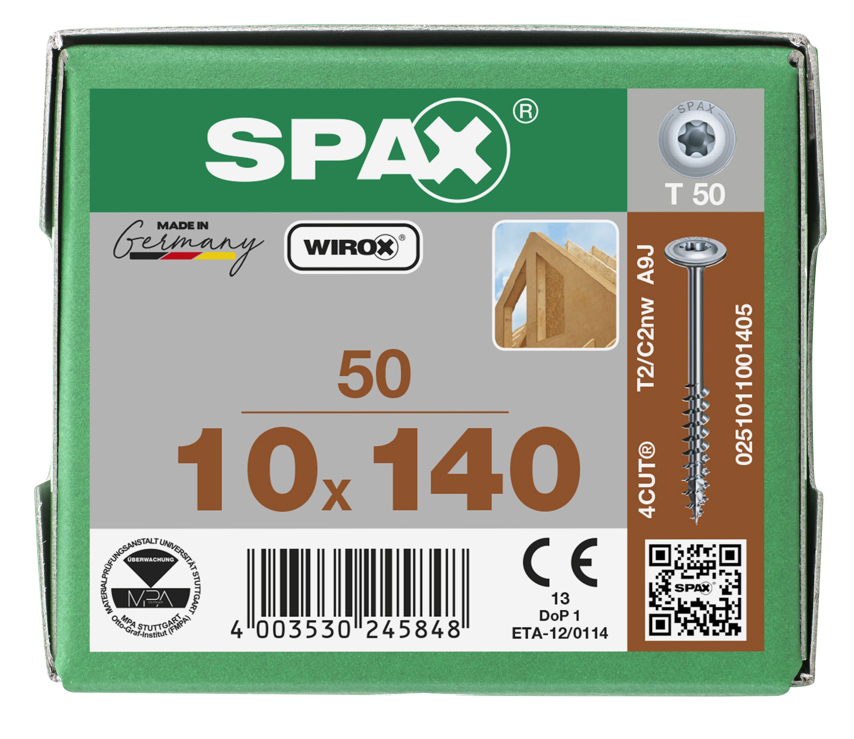 CABEZA ARANDELA SPAX T-STAR T50 ROSCA PARCIAL WIROX 50 UD.
