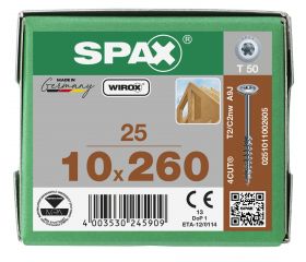 CABEZA ARANDELA SPAX T-STAR T50 ROSCA PARCIAL WIROX 25 UD.