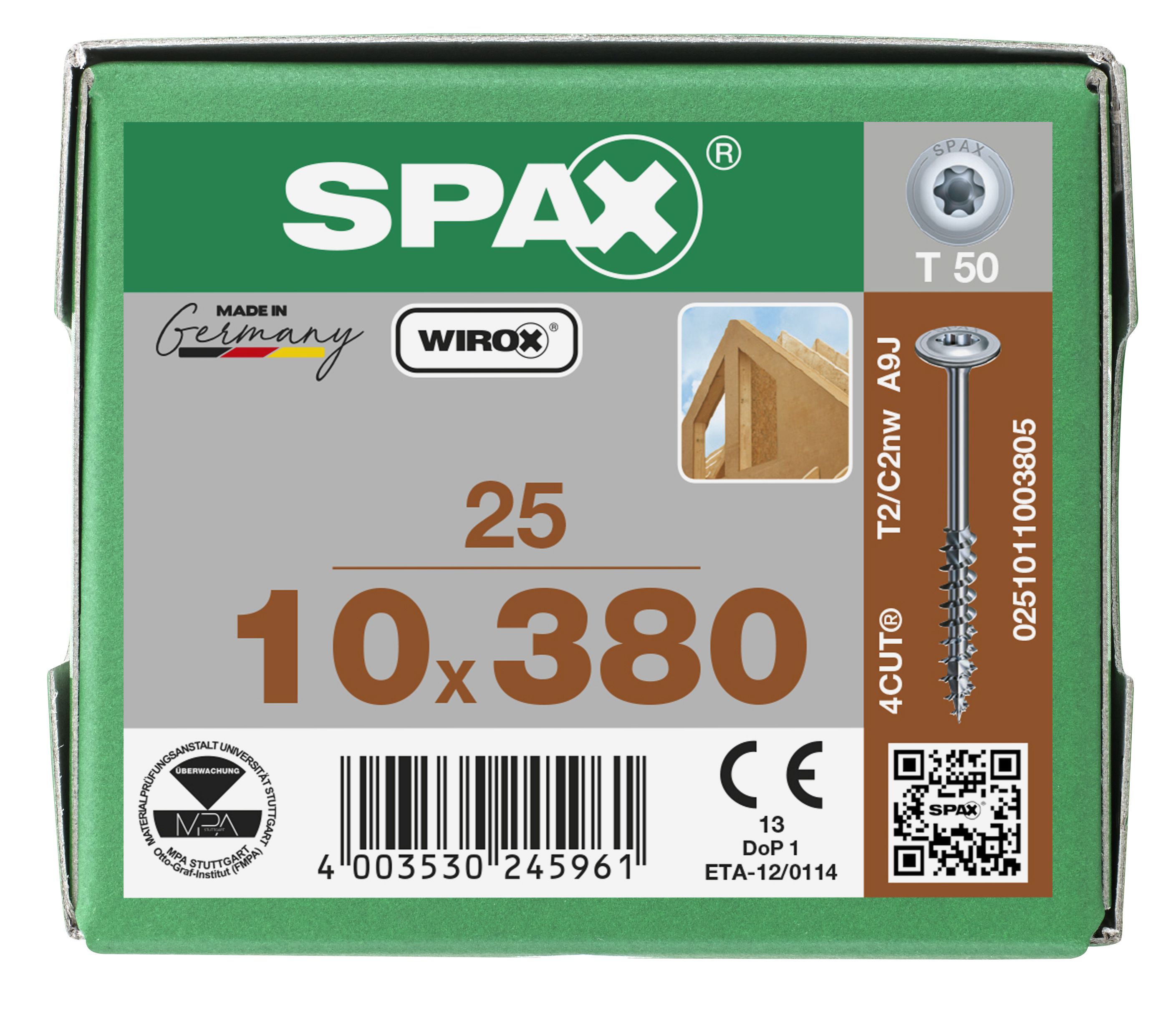 CABEZA ARANDELA SPAX T-STAR PLUS T50 ROSCA PARCIAL WIROX 25 UD.