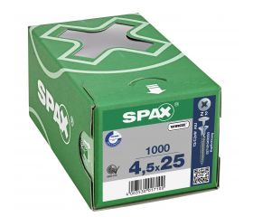 CABEZA PLANA SPAX-S NERVIOS FRESADORES TALADRO EN LA CABEZA 2,5 MM RANURA EN CRUZ Z2 ROSCA COMPLETA WIROX 1000 UD.