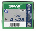 CABEZA PLANA SPAX-S NERVIOS FRESADORES TALADRO EN LA CABEZA 2,5 MM RANURA EN CRUZ Z2 ROSCA COMPLETA WIROX 1000 UD.