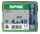 CABEZA PLANA SPAX-S NERVIOS FRESADORES TALADRO EN LA CABEZA 2,5 MM RANURA EN CRUZ Z2 ROSCA COMPLETA WIROX 500 UD.