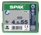 CABEZA PLANA SPAX-S NERVIOS FRESADORES TALADRO EN LA CABEZA 2,5 MM RANURA EN CRUZ Z2 ROSCA COMPLETA WIROX 500 UD.