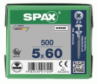 CABEZA PLANA SPAX-S NERVIOS FRESADORES TALADRO EN LA CABEZA 2,5 MM RANURA EN CRUZ Z2 ROSCA COMPLETA WIROX 500 UD.