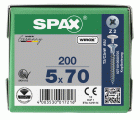 CABEZA PLANA SPAX-S NERVIOS FRESADORES TALADRO EN LA CABEZA 2,5 MM RANURA EN CRUZ Z2 ROSCA COMPLETA WIROX 200 UD.