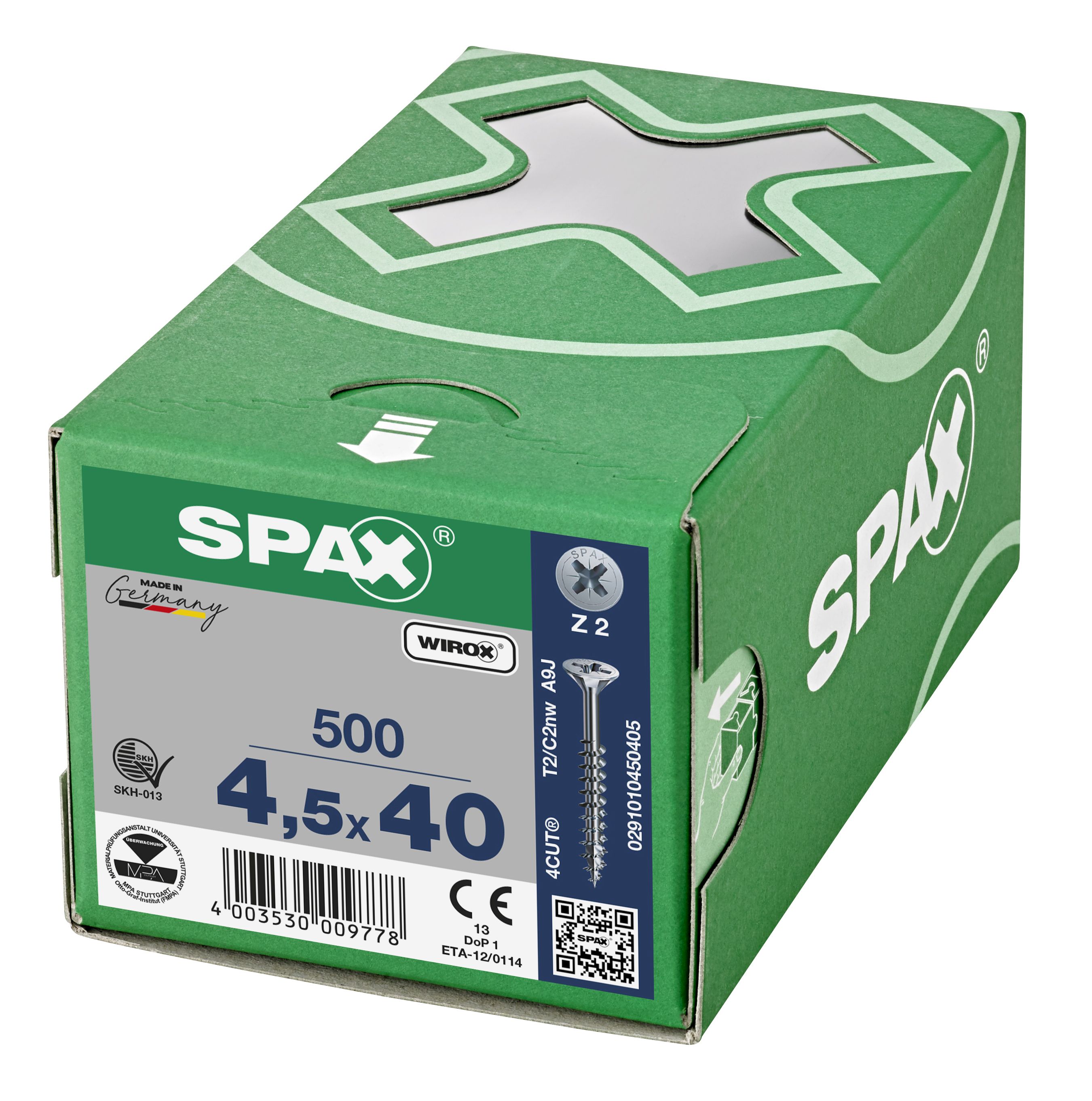 CABEZA MÚLTIPLE PLANA SPAX RANURA EN CRUZ Z2 ROSCA PARCIAL WIROX 500 UD.