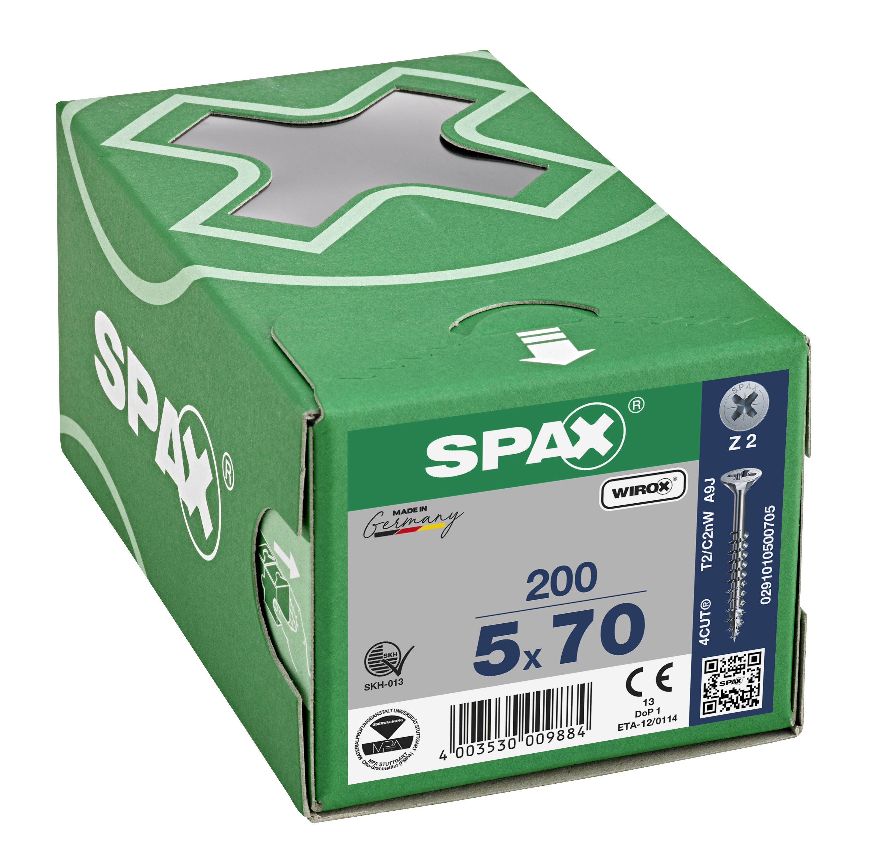 CABEZA MÚLTIPLE PLANA SPAX RANURA EN CRUZ Z2 ROSCA PARCIAL WIROX 200 UD.