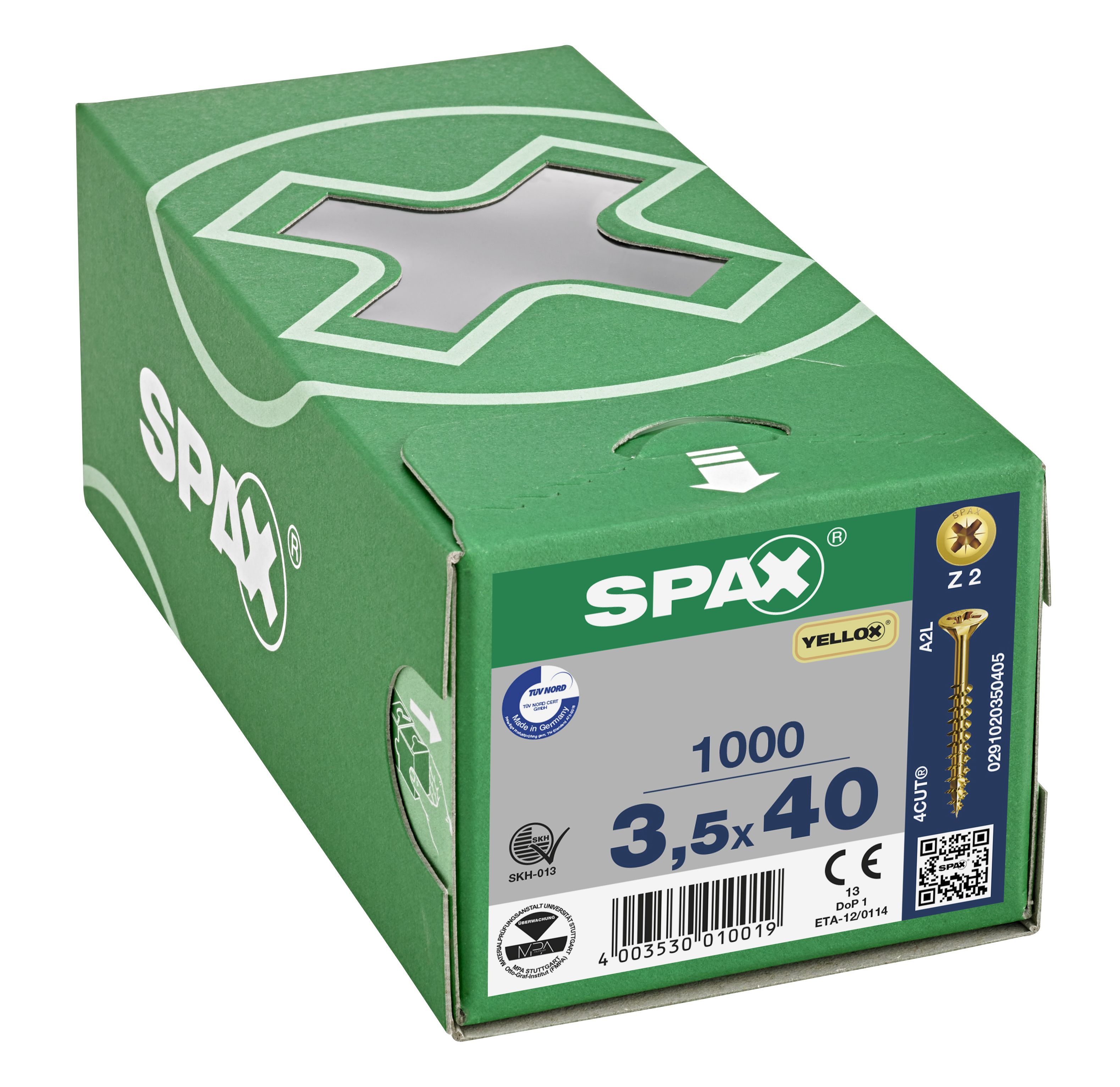 CABEZA MÚLTIPLE PLANA SPAX RANURA EN CRUZ Z2 ROSCA PARCIAL YELLOX 1000 UD.