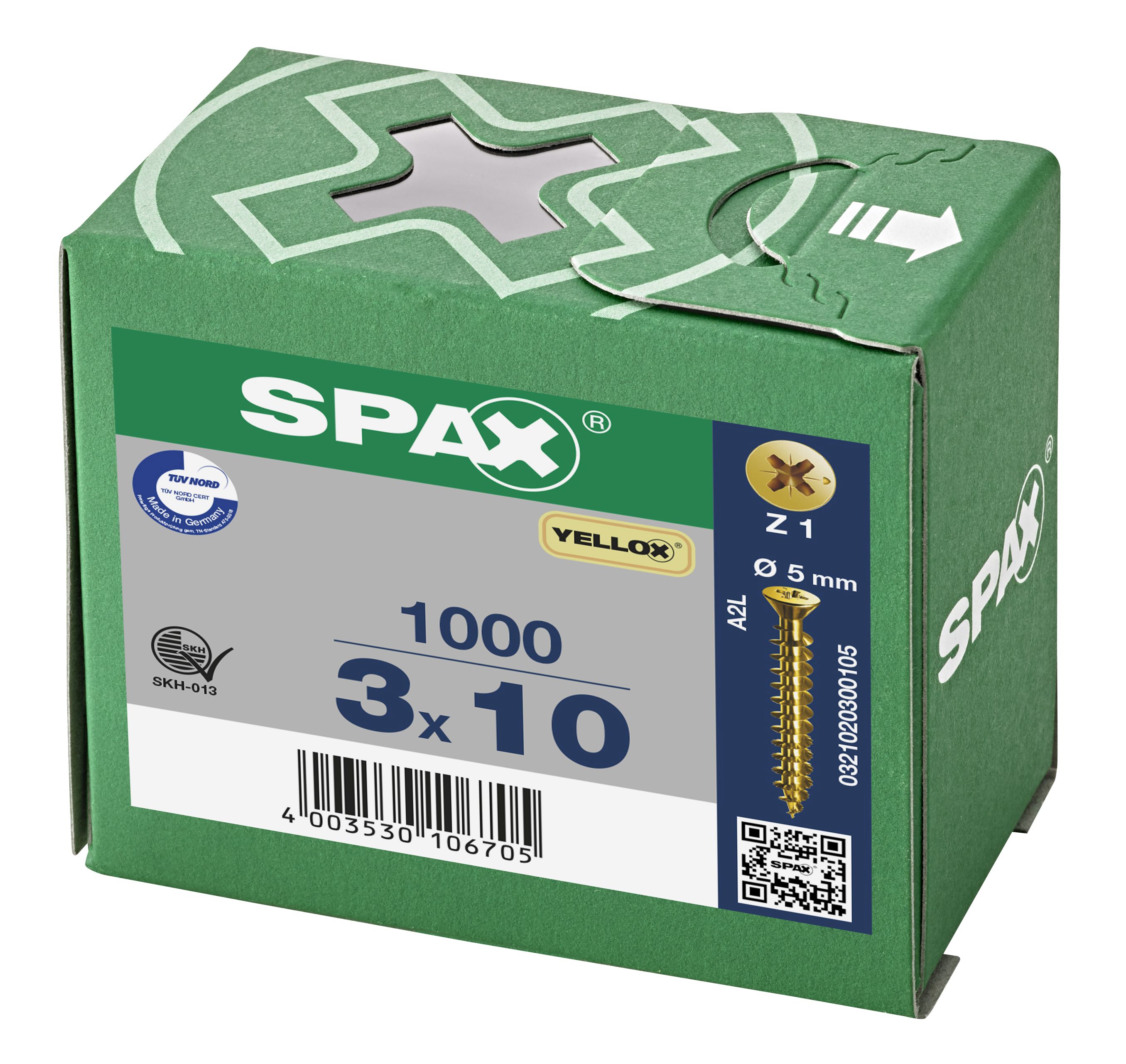 CABEZA PLANA SPAX-S NERVIOS DE FRENADO CABEZA PEQUEÑA RANURA EN CRUZ Z1 ROSCA COMPLETA YELLOX 1000 UD.