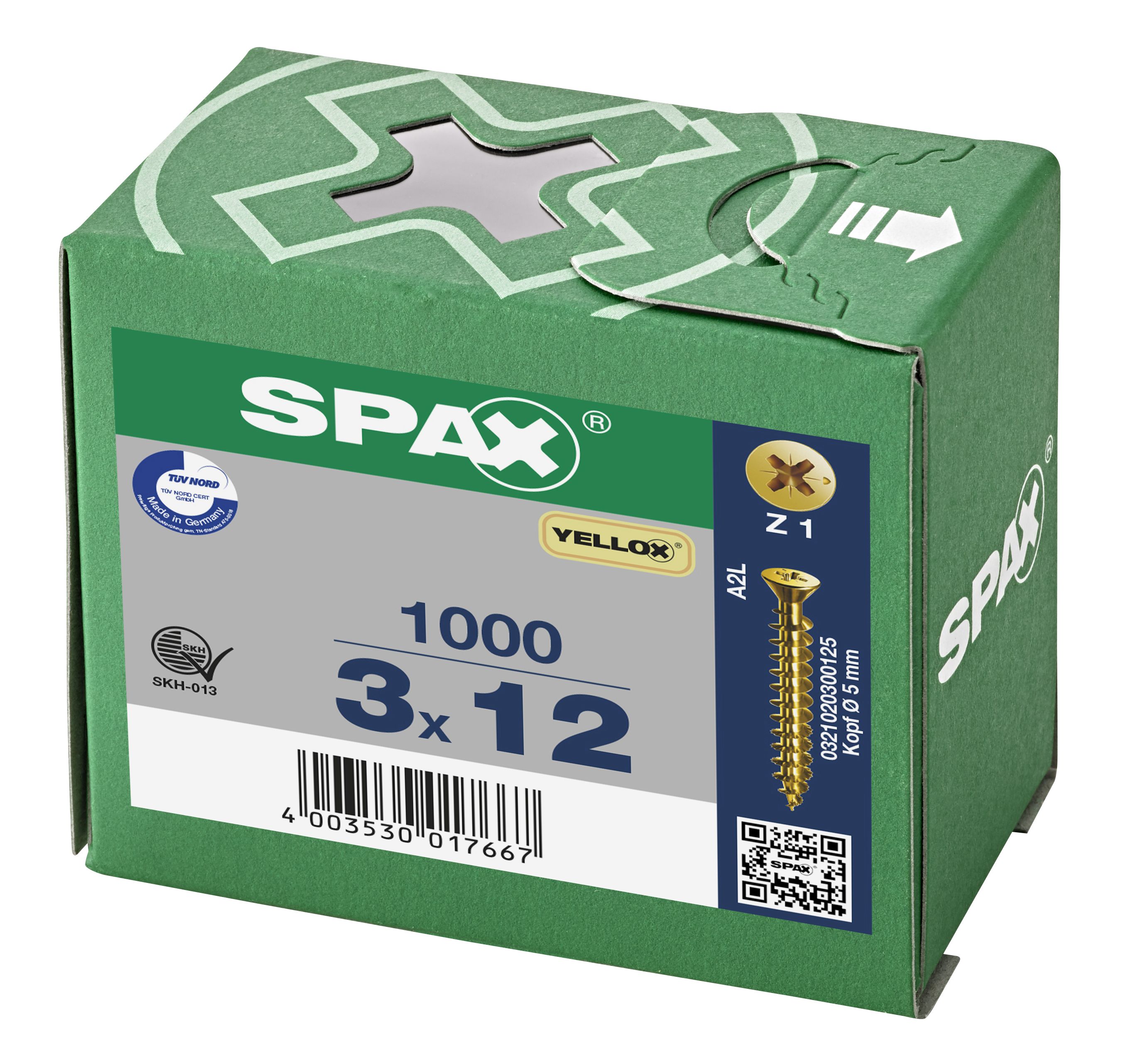 CABEZA PLANA SPAX-S NERVIOS DE FRENADO CABEZA PEQUEÑA RANURA EN CRUZ Z1 ROSCA COMPLETA YELLOX 1000 UD.