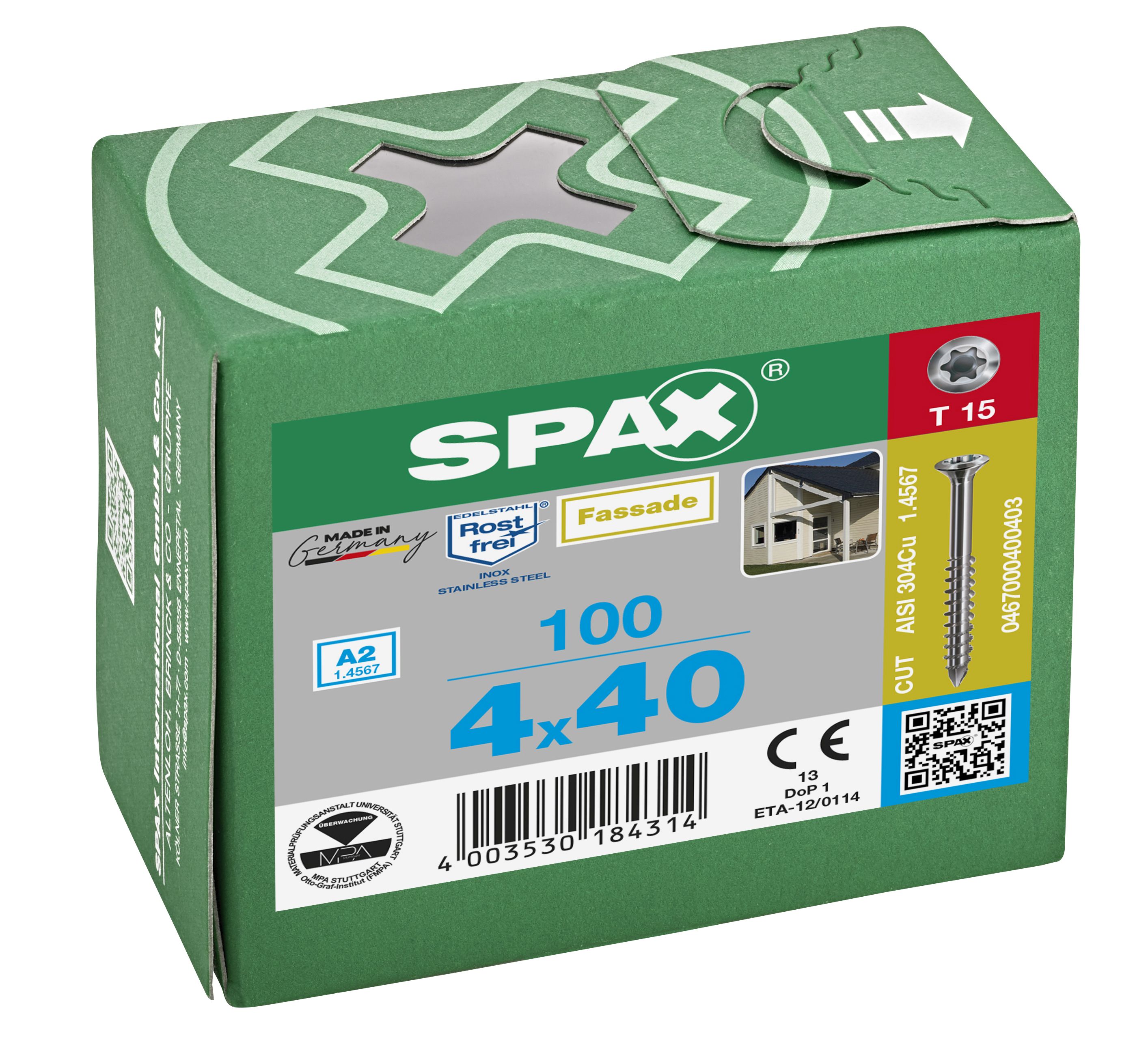 CABEZA GOTA DE SEBO SPAX-S A2 CABEZA PEQUEÑA T-STAR PLUS T15 CUT 100 UD.