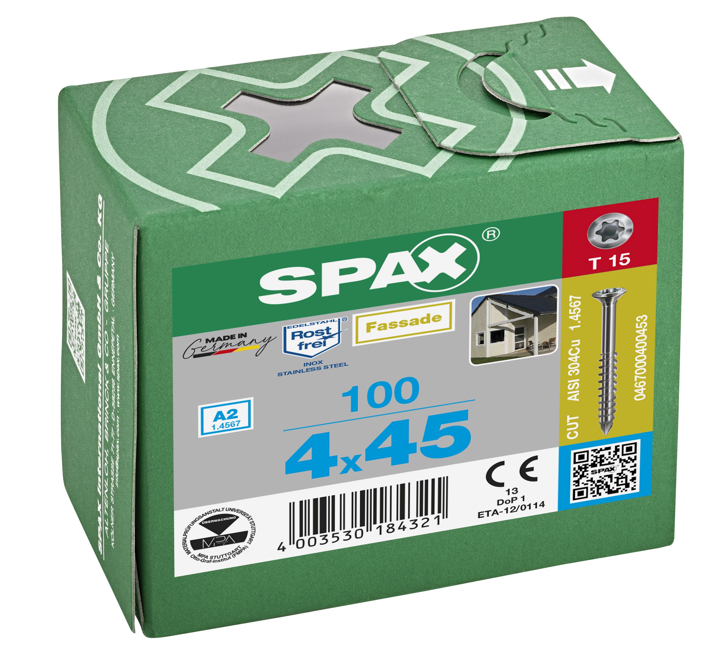 CABEZA GOTA DE SEBO SPAX-S A2 CABEZA PEQUEÑA T-STAR PLUS T15 ROSCA PARCIAL CUT 100 UD.