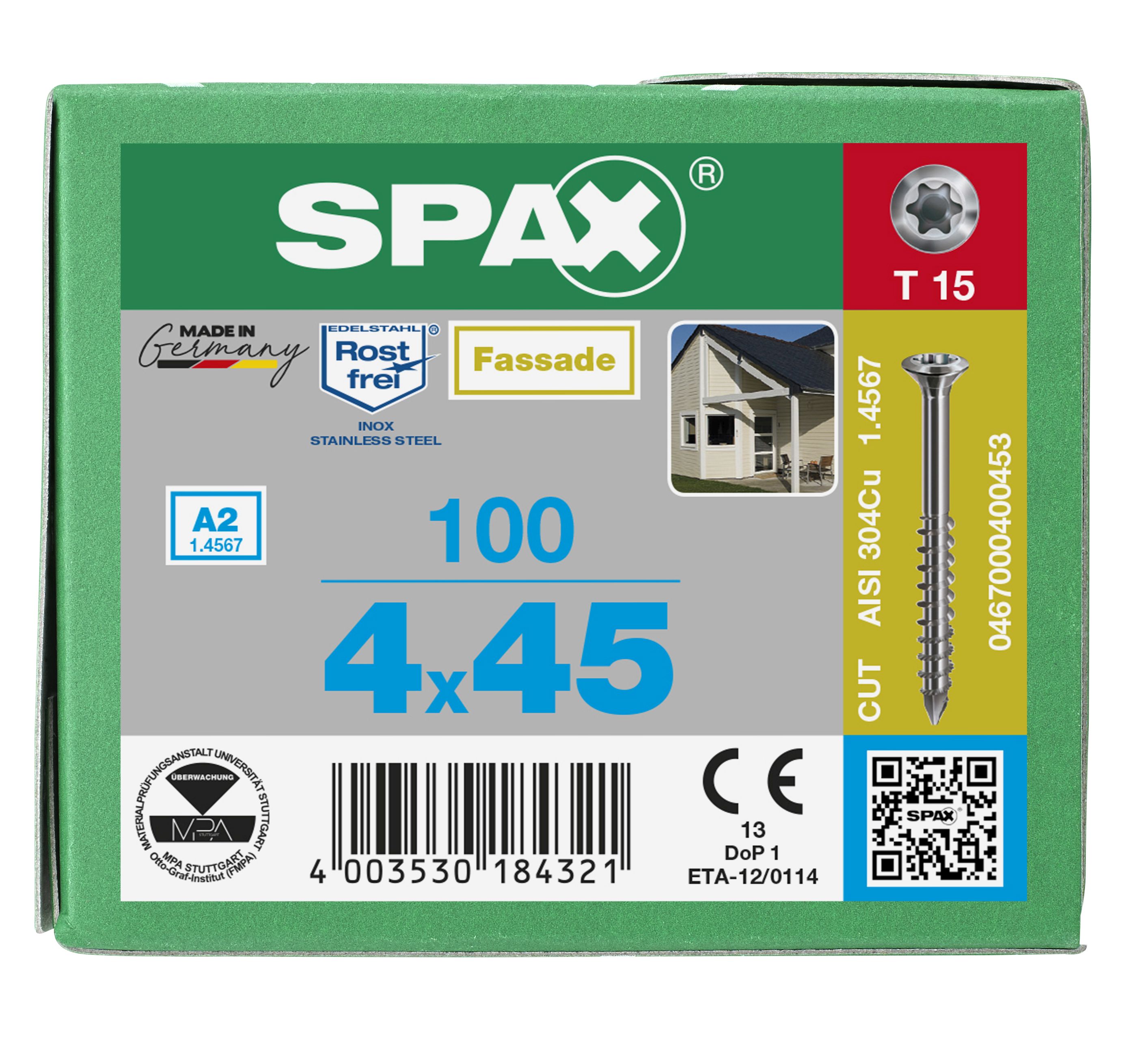 CABEZA GOTA DE SEBO SPAX-S A2 CABEZA PEQUEÑA T-STAR PLUS T15 ROSCA PARCIAL CUT 100 UD.