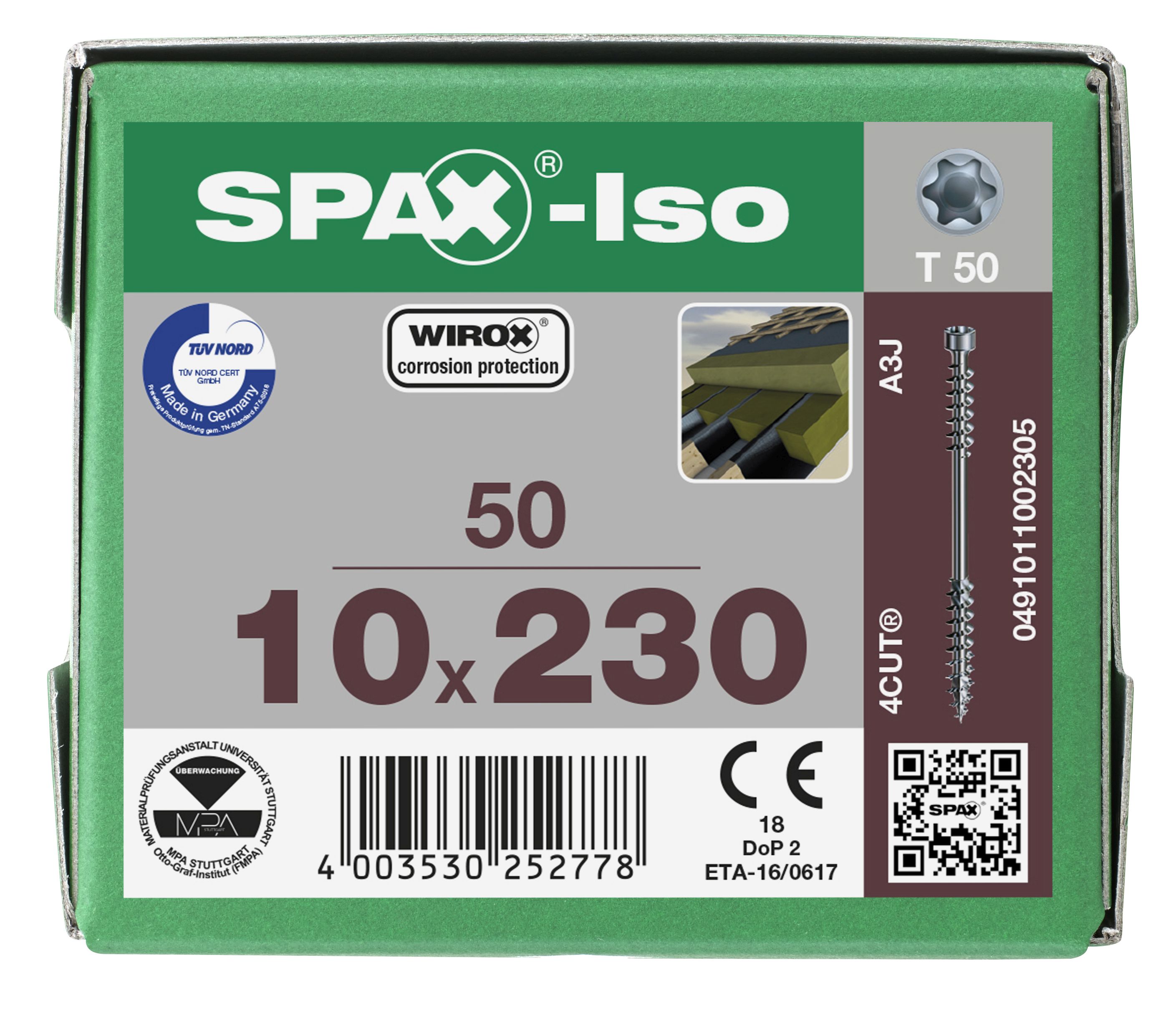CABEZA CILÍNDRICA SPAX T-STAR PLUS T50 ROSCA FIJACIÓN PUNTA 4 CUT WIROX 50 UD.