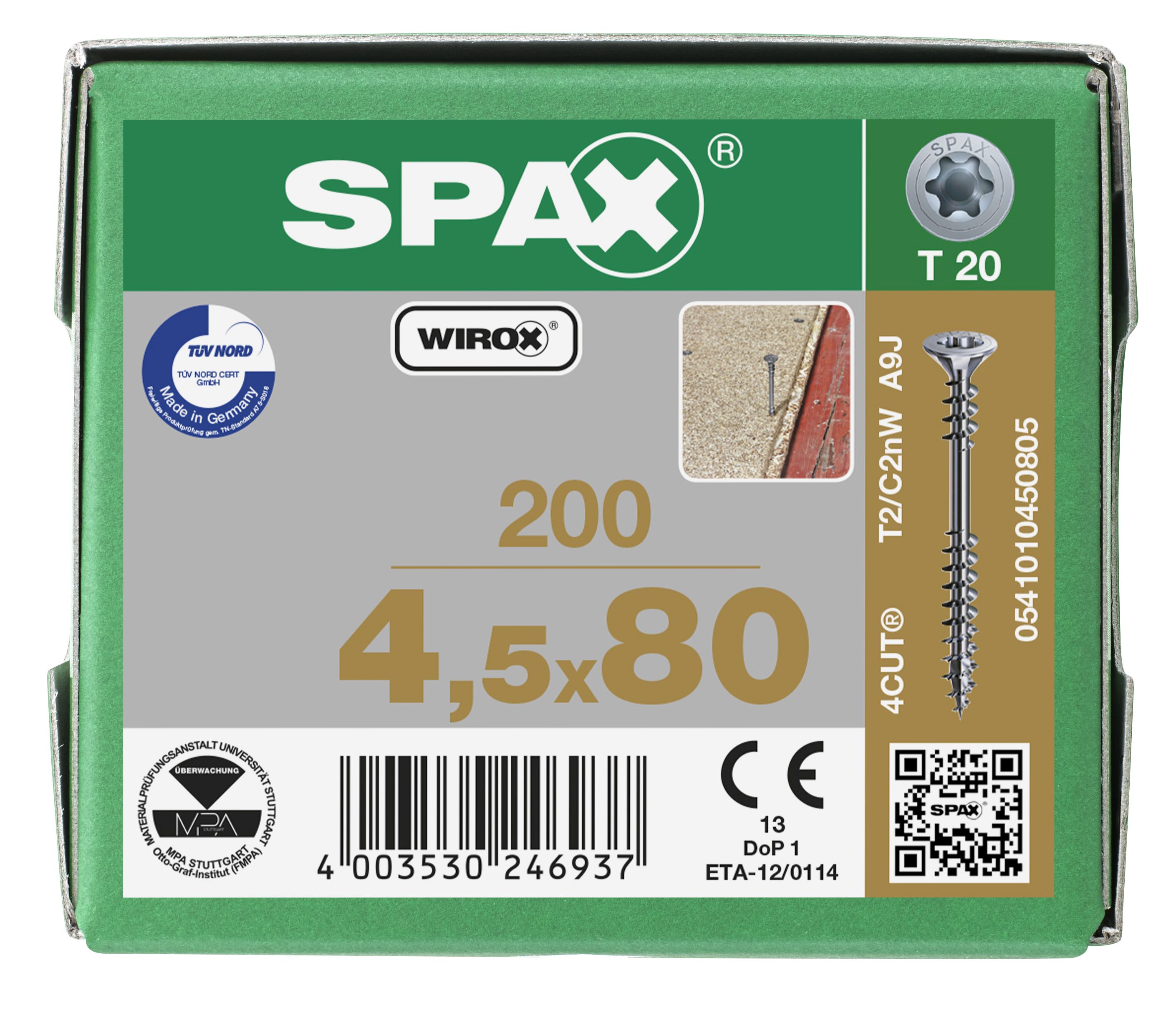 TORNILLO DE FIJACIÓN SPAX CABEZA MÚLTIPLE PLANA T-STAR PLUS T20 ROSCA DE FIJACIÓN WIROX 200 UD.