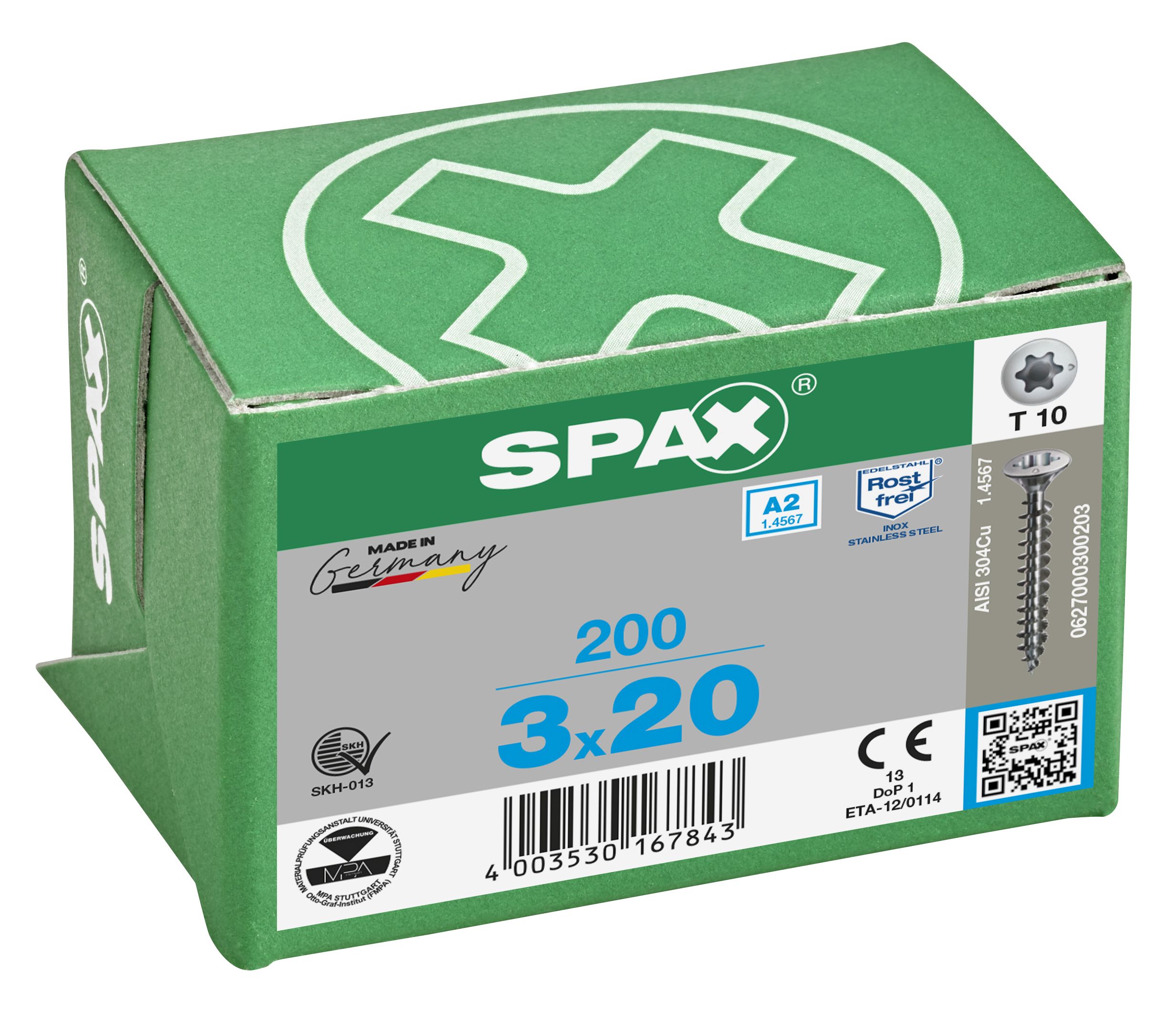 CABEZA MÚLTIPLE GOTA DE SEBO SPAX-S A2 NERVIOS DE FRENADO T-STAR PLUS T10 ROSCA COMPLETA 200 UD.