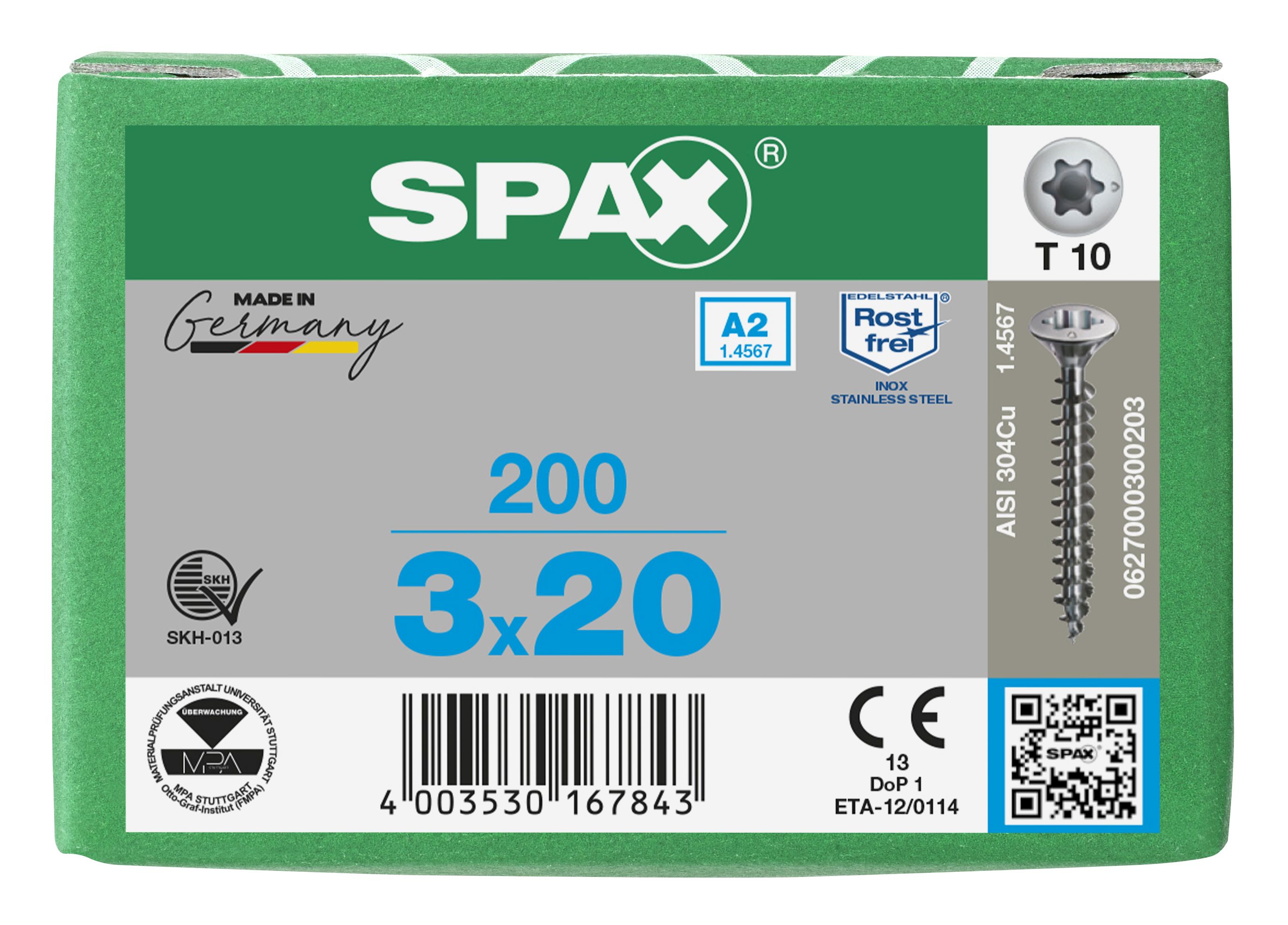 CABEZA MÚLTIPLE GOTA DE SEBO SPAX-S A2 NERVIOS DE FRENADO T-STAR PLUS T10 ROSCA COMPLETA 200 UD.