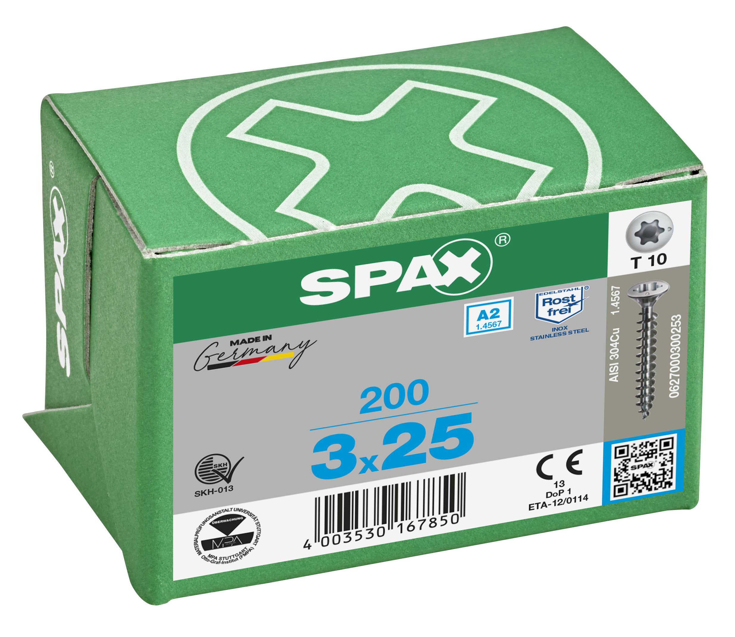 CABEZA MÚLTIPLE GOTA DE SEBO SPAX-S A2 NERVIOS DE FRENADO T-STAR PLUS T10 ROSCA COMPLETA 200 UD.