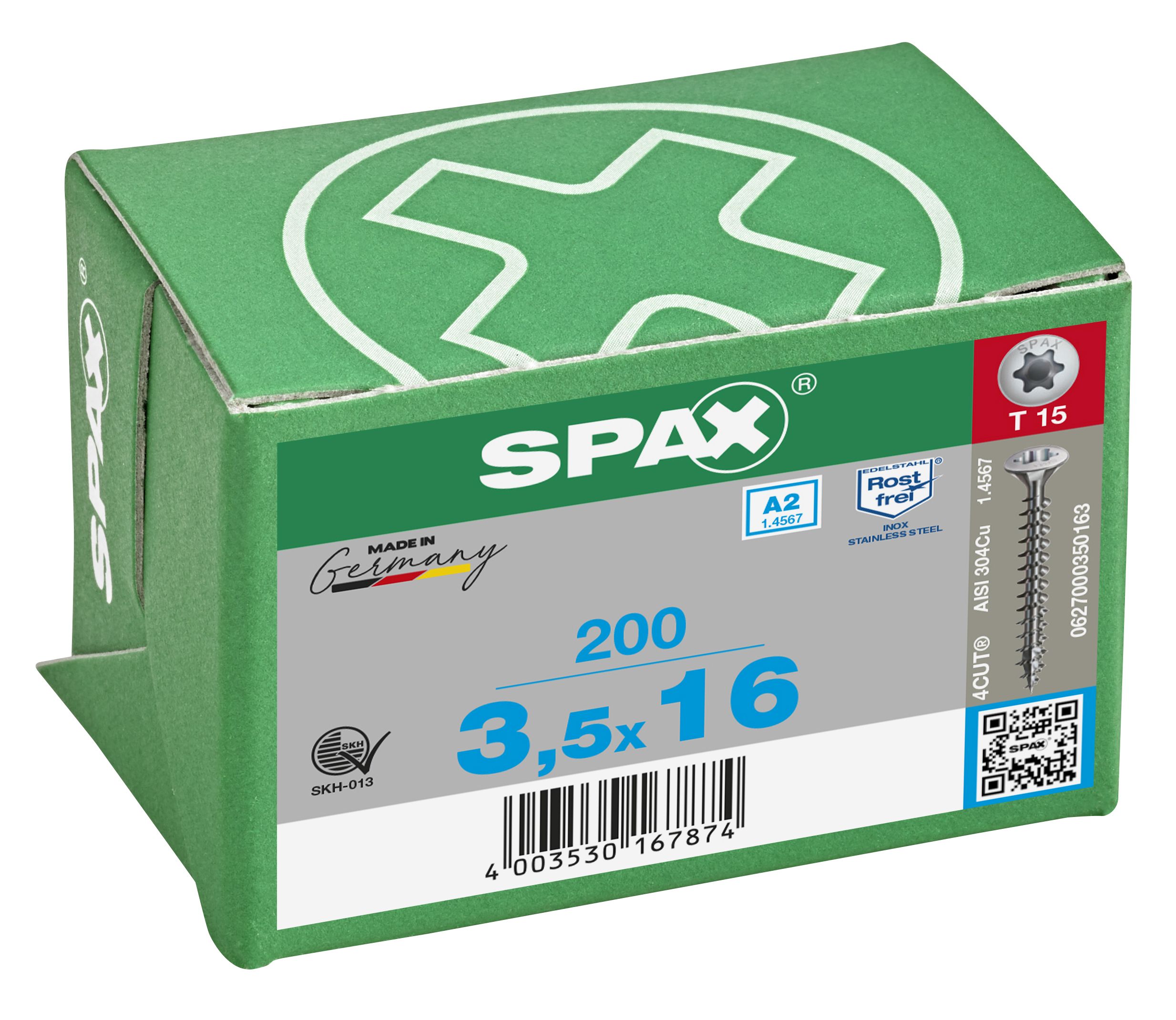 CABEZA MÚLTIPLE GOTA DE SEBO SPAX A2 T-STAR PLUS T15 ROSCA COMPLETA 200 UD.