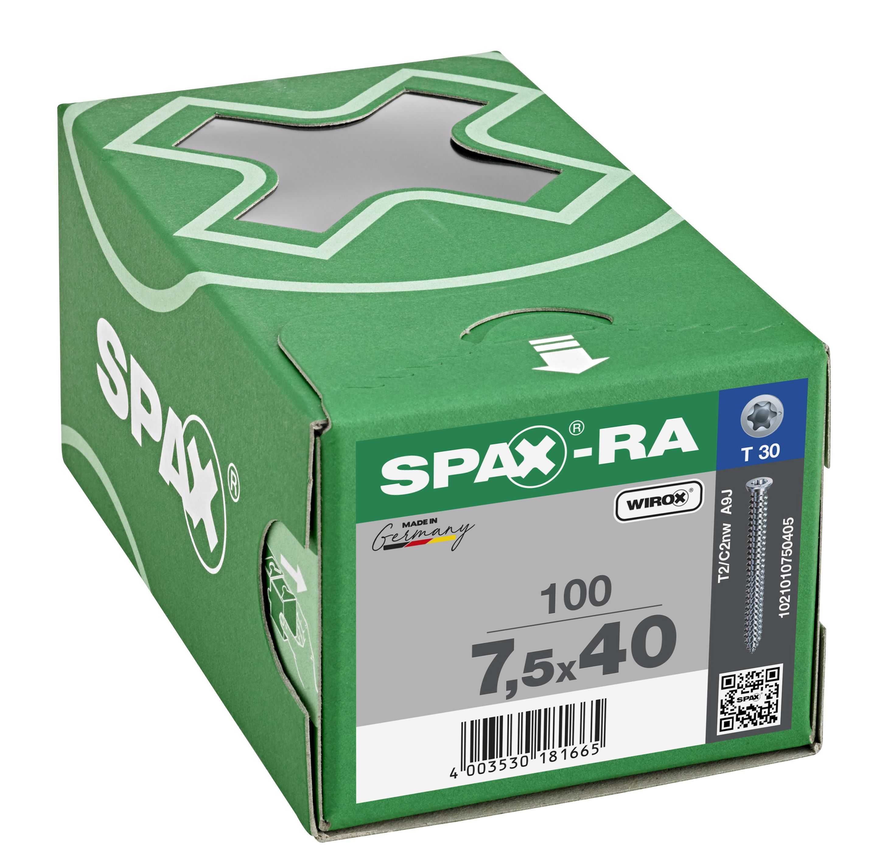 CABEZA PLANA SPAX-RA T-STAR PLUS T30 ROSCA COMPLETA WIROX 100 UD.