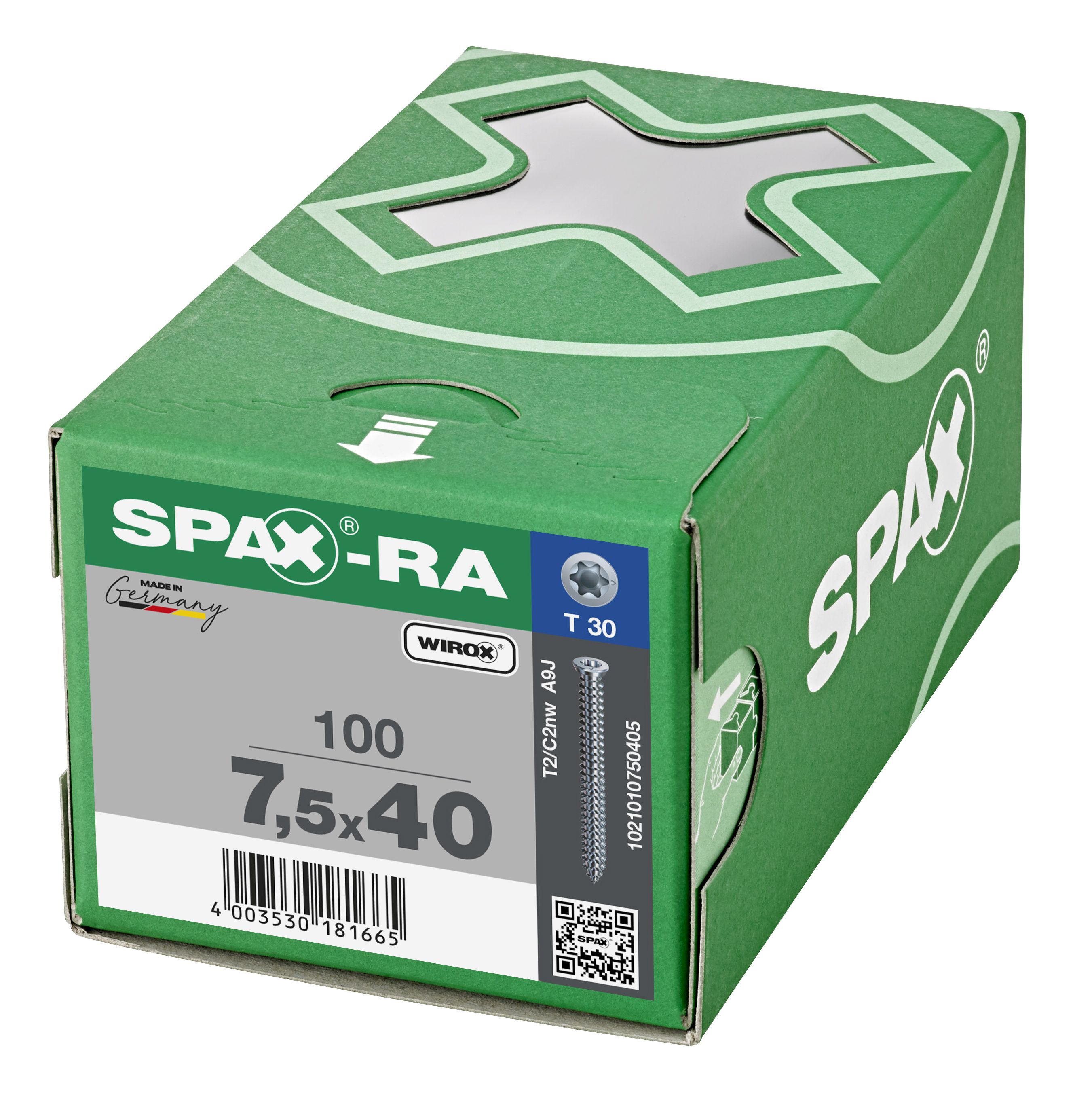 CABEZA PLANA SPAX-RA T-STAR PLUS T30 ROSCA COMPLETA WIROX 100 UD.