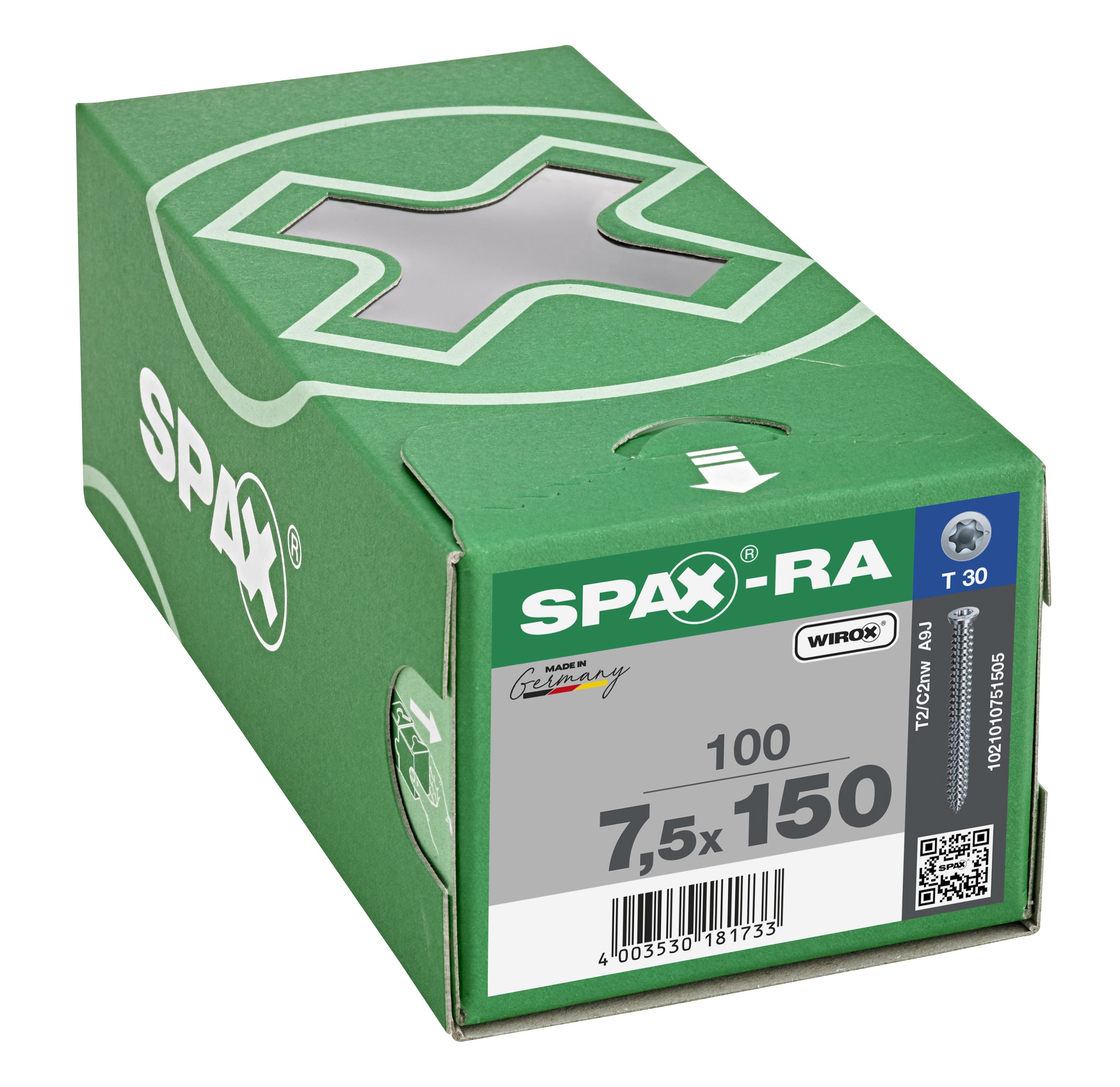 CABEZA PLANA SPAX-RA T-STAR PLUS T30 ROSCA COMPLETA WIROX 100 UD.