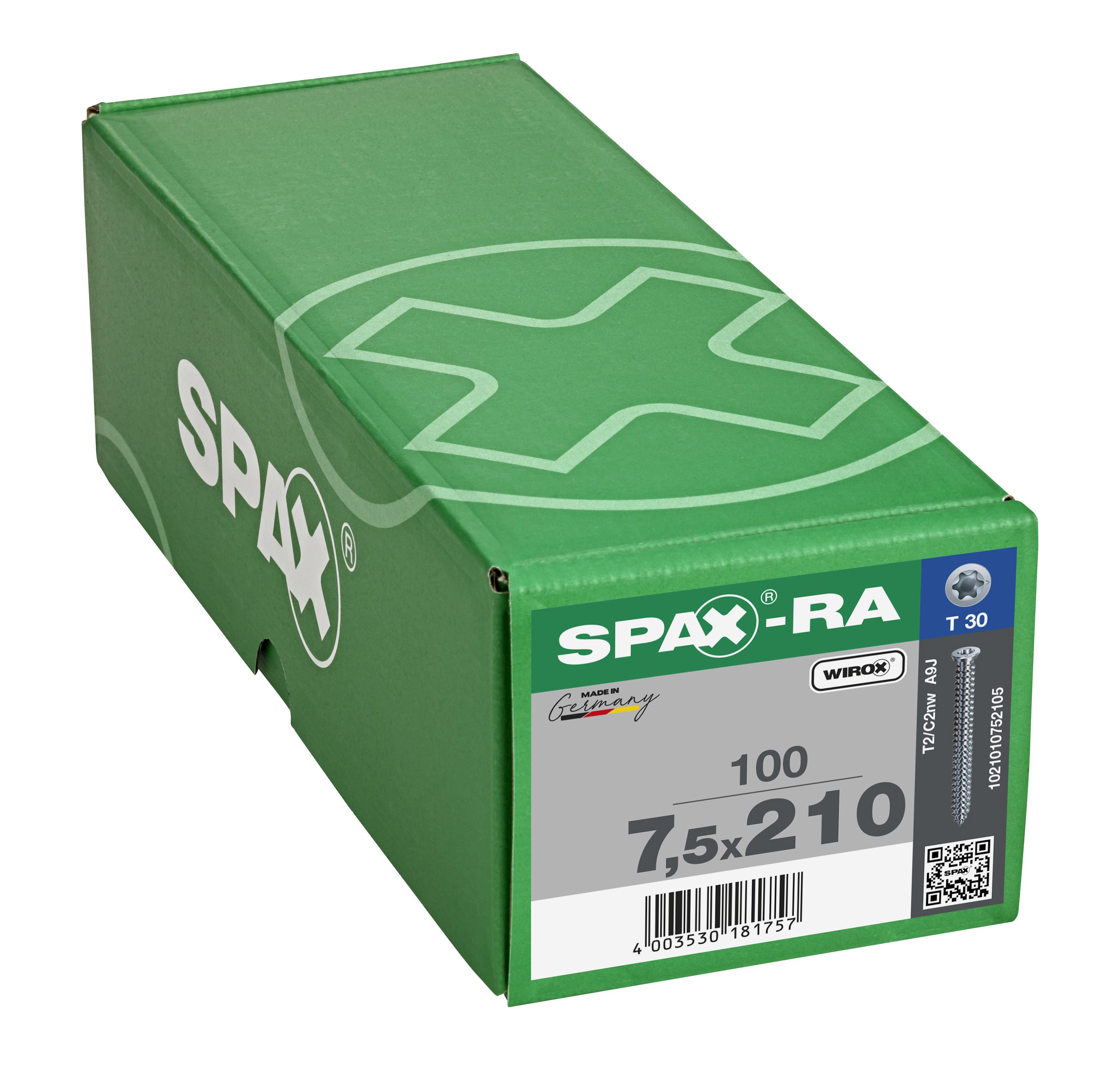 CABEZA PLANA SPAX-RA T-STAR PLUS T30 ROSCA COMPLETA WIROX 100 UD.