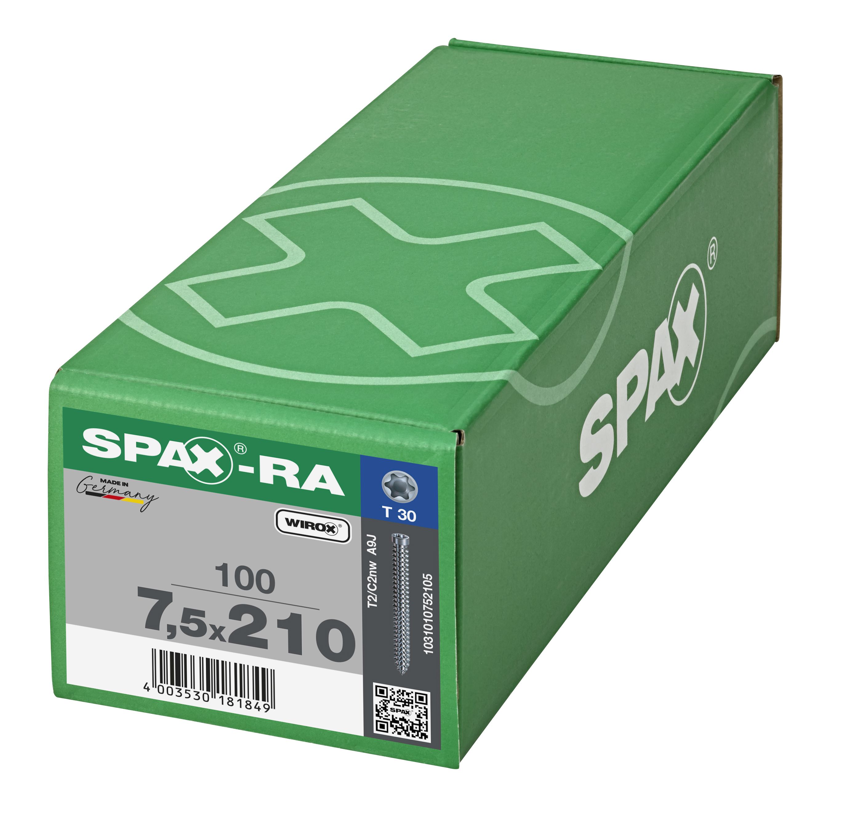 CABEZA CILÍNDRICA SPAX-RA T-STAR PLUS T30 ROSCA COMPLETA WIROX 100 UD.