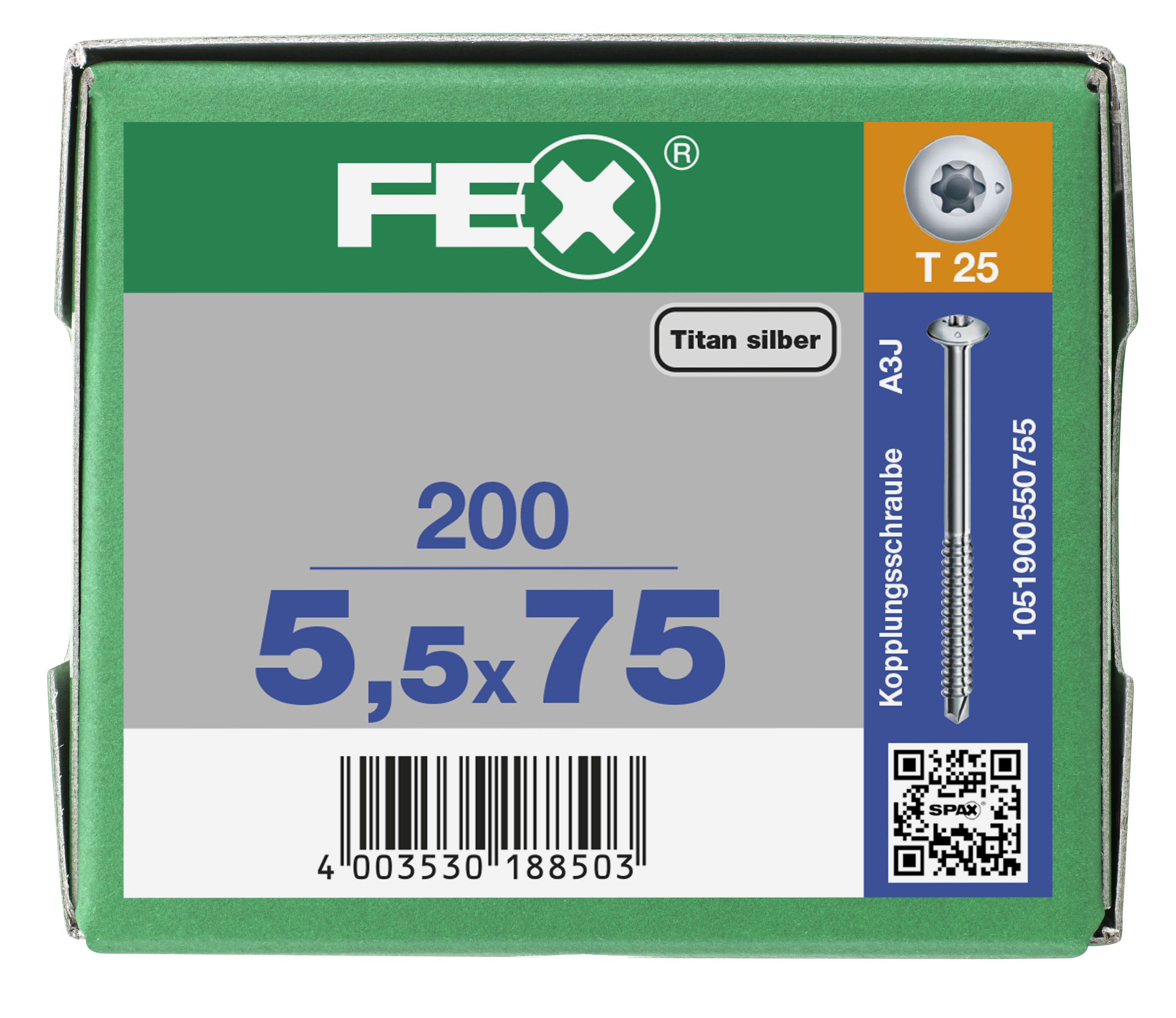 TORNILLO DE ACOPLAMIENTO FEX CABEZA PLANA T-STAR PLUS T25 PUNTA PERFORADORA TEMPLADO GALVANIZADO 8MY DELTACOLL 200 UD.