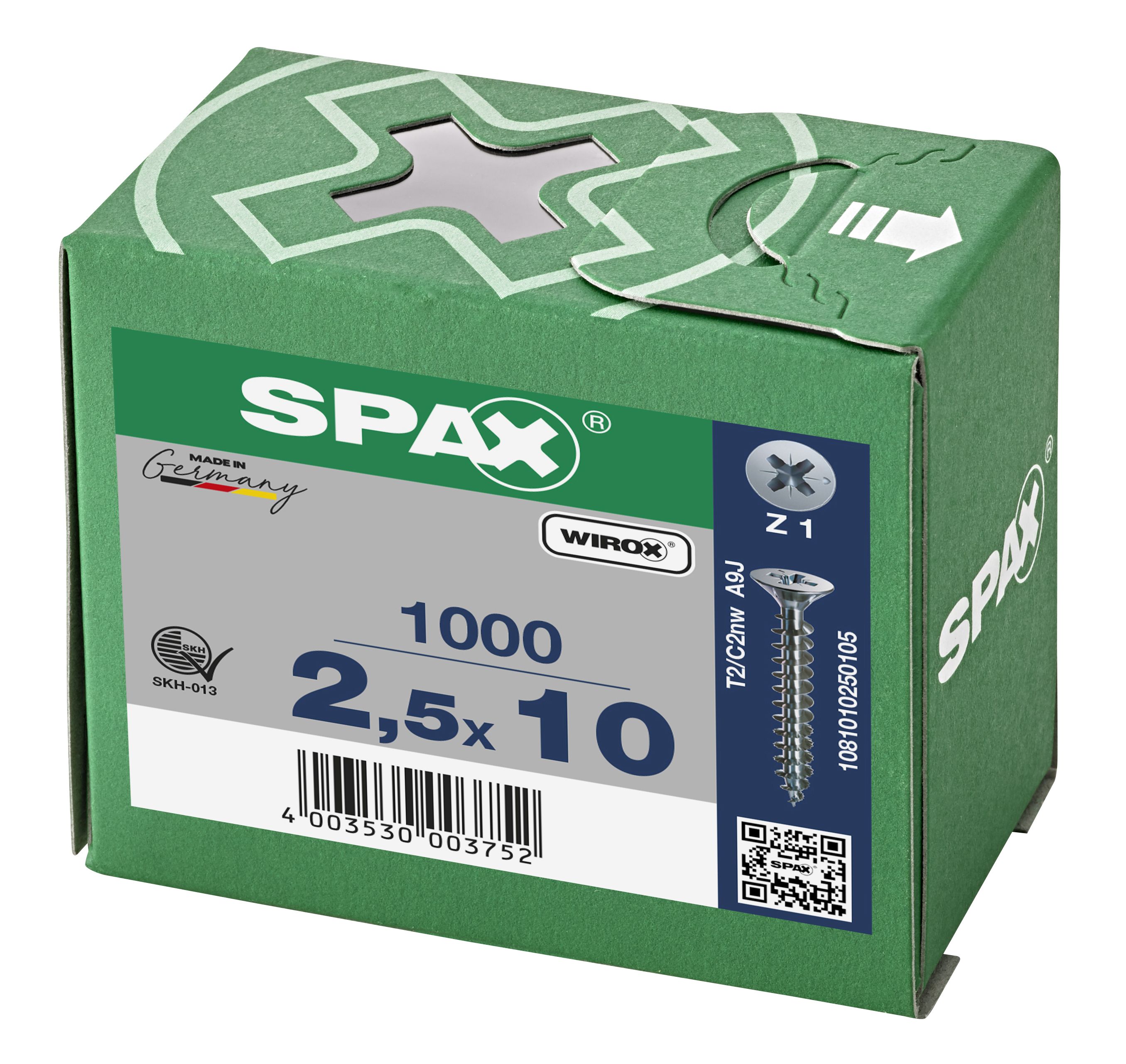 CABEZA PLANA SPAX-S NERVIOS DE FRENADO RANURA EN CRUZ Z1 ROSCA COMPLETA WIROX 1000 UD.