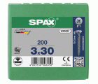 CABEZA PLANA SPAX-S NERVIOS DE FRENADO RANURA EN CRUZ Z1 ROSCA COMPLETA WIROX 200 UD.