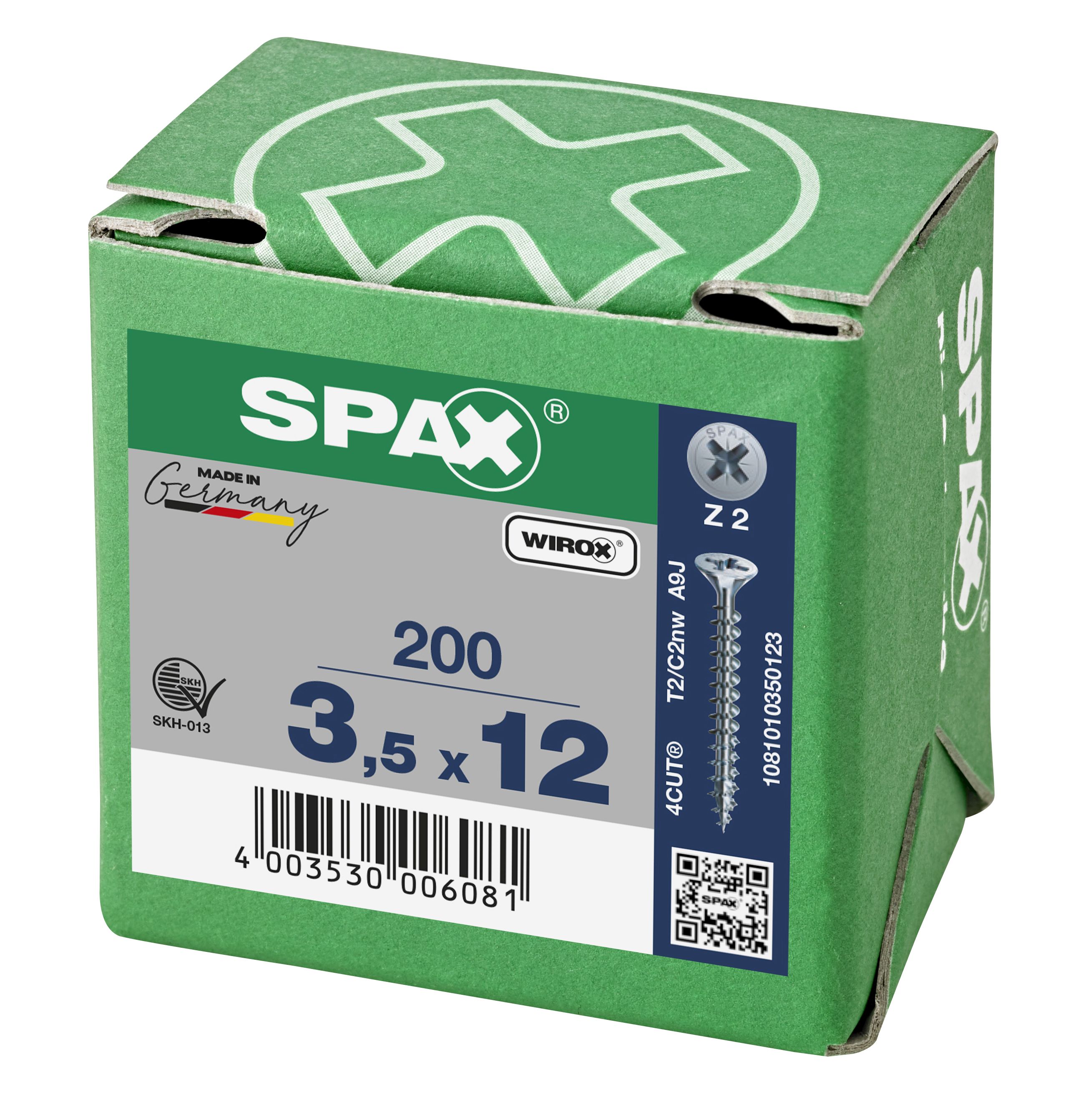 CABEZA MÚLTIPLE PLANA SPAX RANURA EN CRUZ Z2 ROSCA COMPLETA WIROX 200 UD.