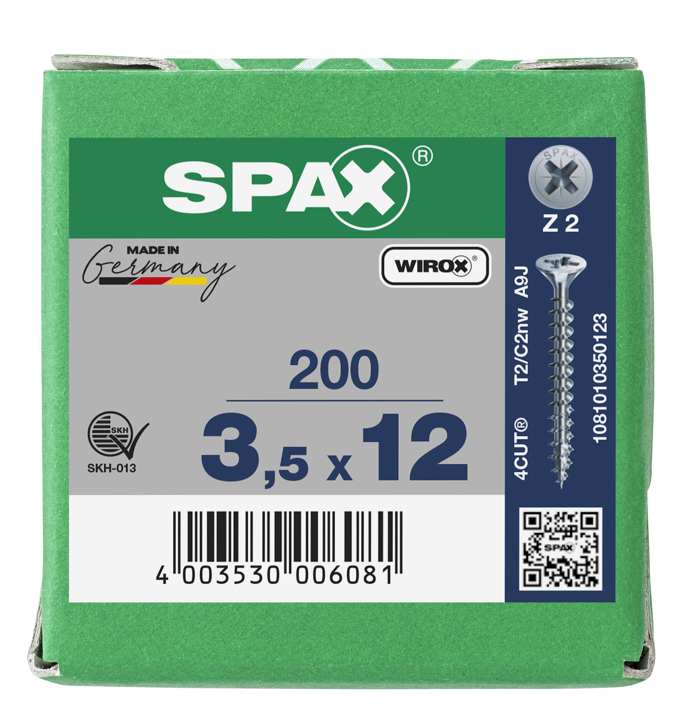 CABEZA MÚLTIPLE PLANA SPAX RANURA EN CRUZ Z2 ROSCA COMPLETA WIROX 200 UD.