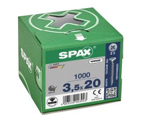 CABEZA MÚLTIPLE PLANA SPAX RANURA EN CRUZ Z2 ROSCA COMPLETA WIROX 1000 UD.
