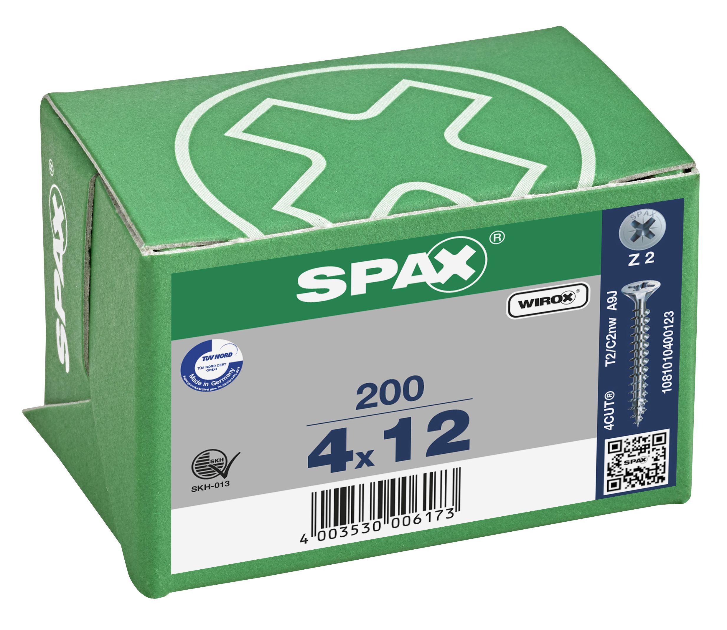 CABEZA MÚLTIPLE PLANA SPAX RANURA EN CRUZ Z2 ROSCA COMPLETA WIROX 200 UD.