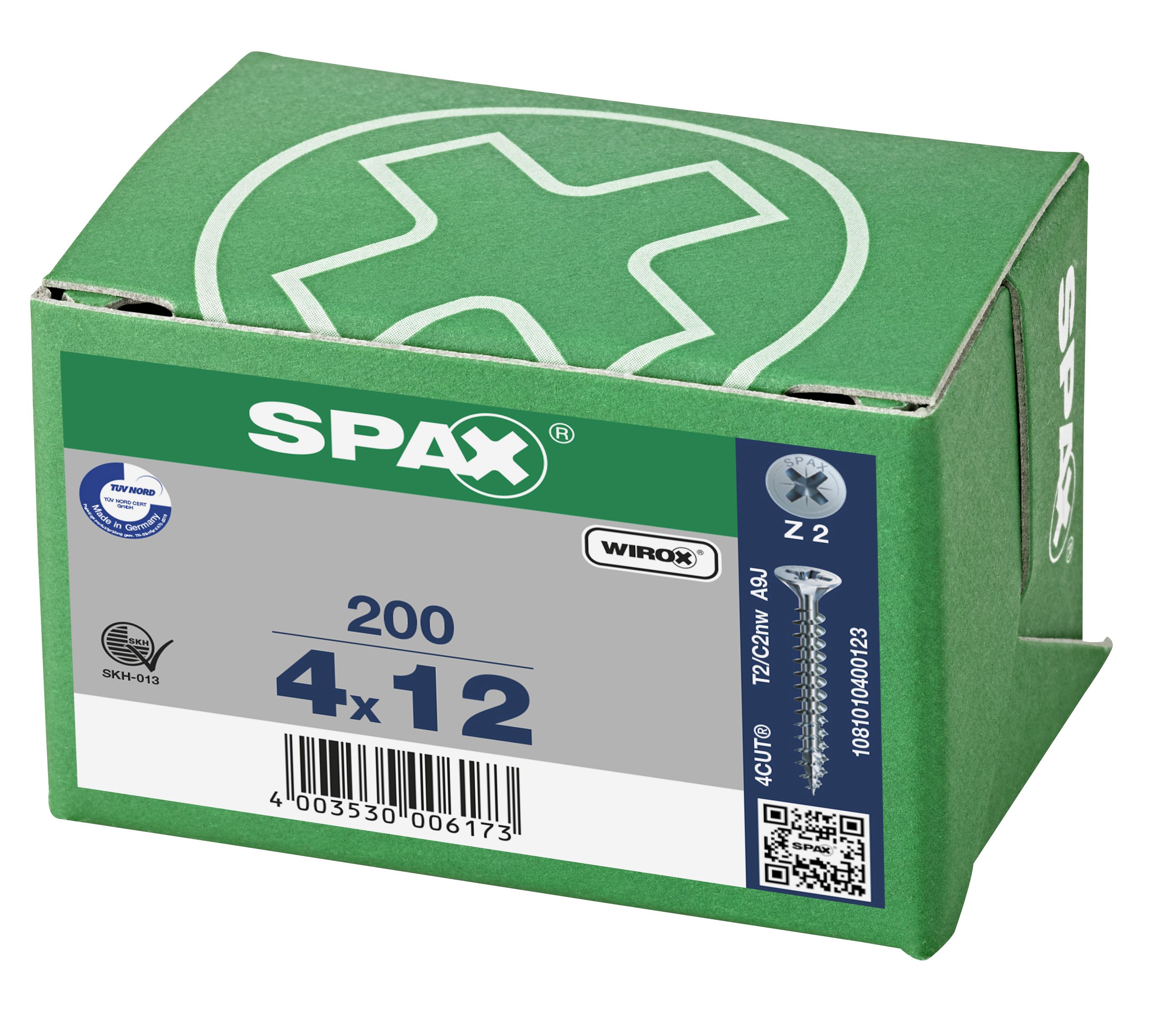 CABEZA MÚLTIPLE PLANA SPAX RANURA EN CRUZ Z2 ROSCA COMPLETA WIROX 200 UD.