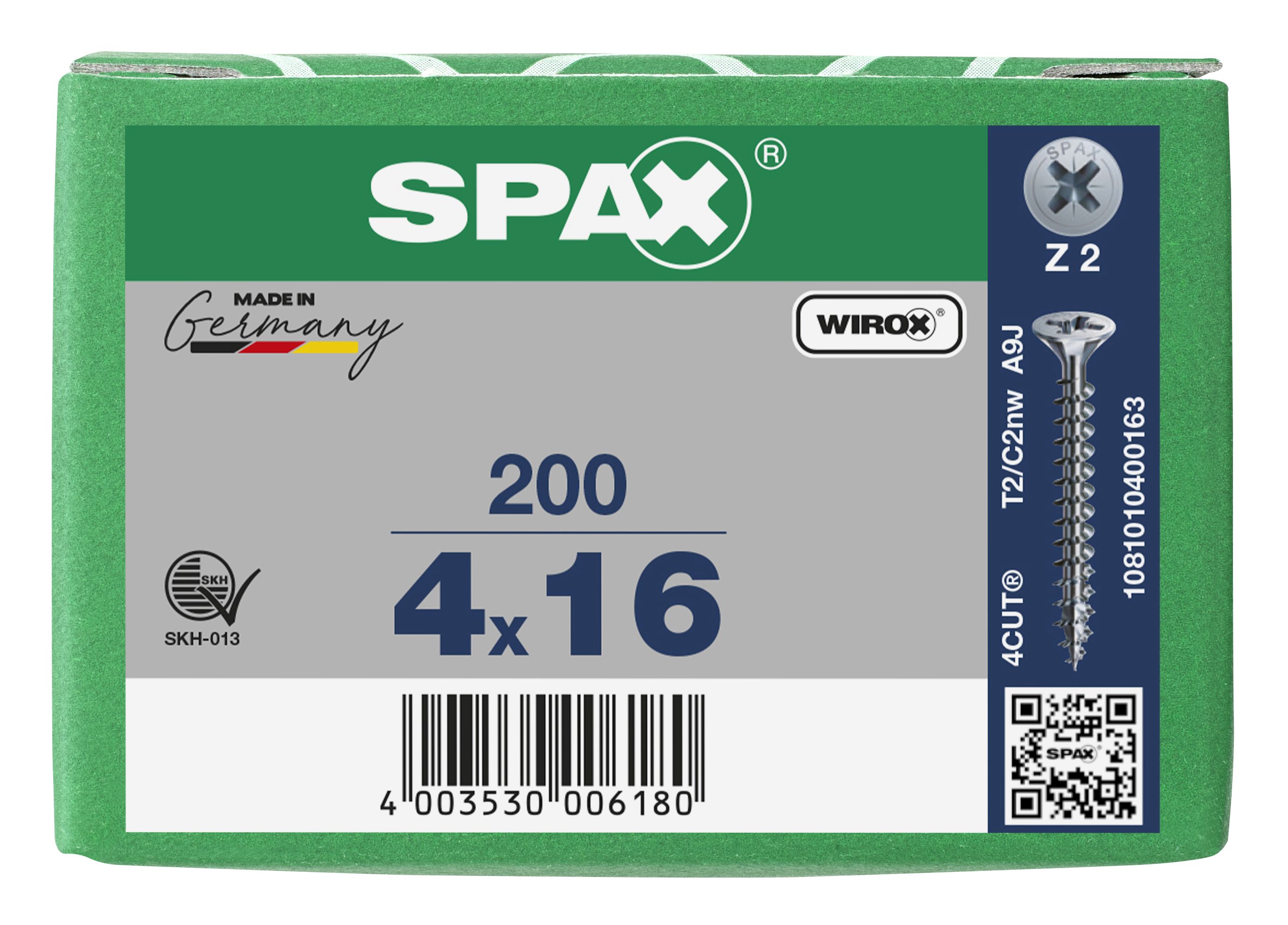 CABEZA MÚLTIPLE PLANA SPAX RANURA EN CRUZ Z2 ROSCA COMPLETA WIROX 200 UD.