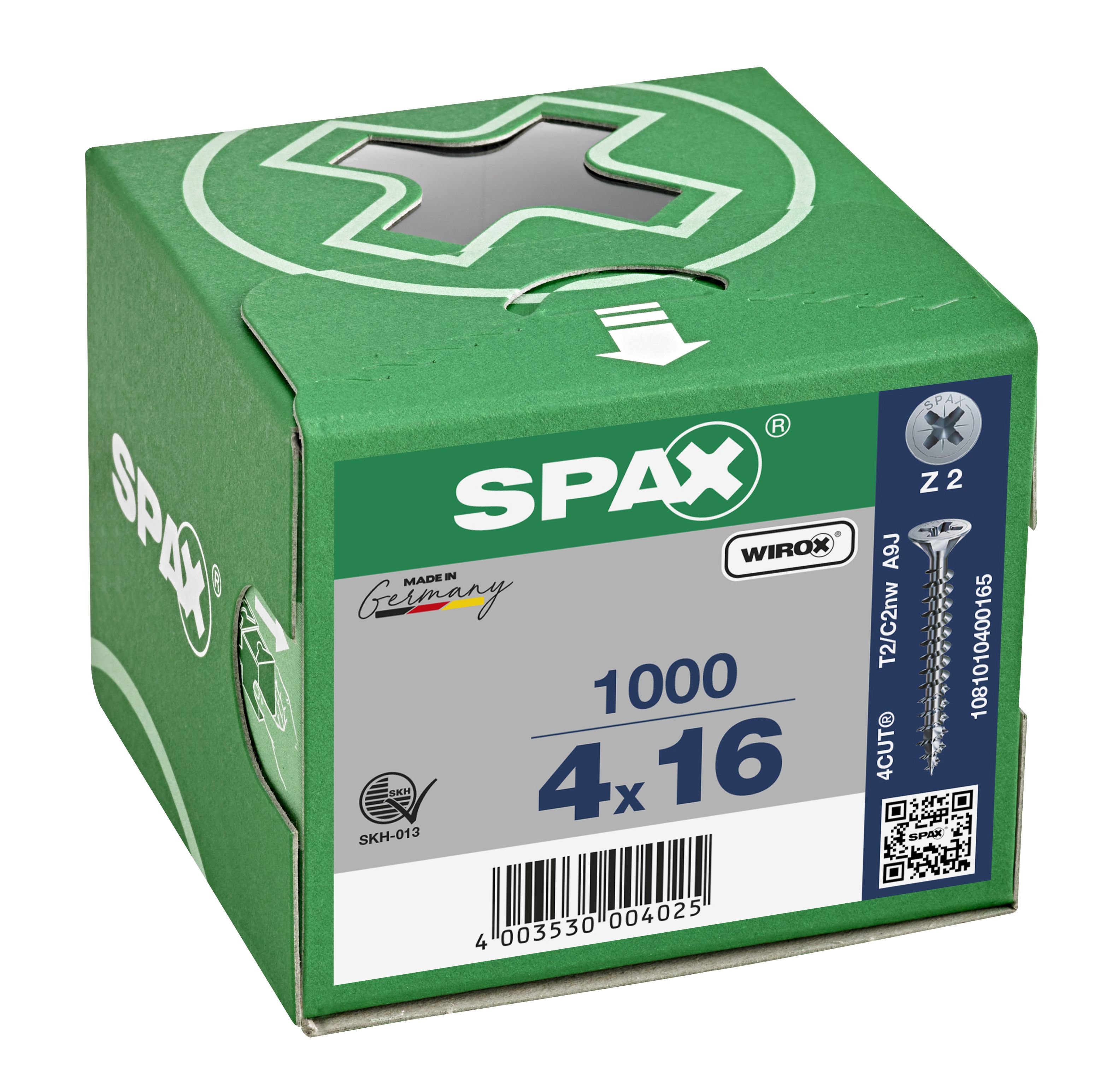 CABEZA MÚLTIPLE PLANA SPAX RANURA EN CRUZ Z2 ROSCA COMPLETA WIROX 1000 UD.